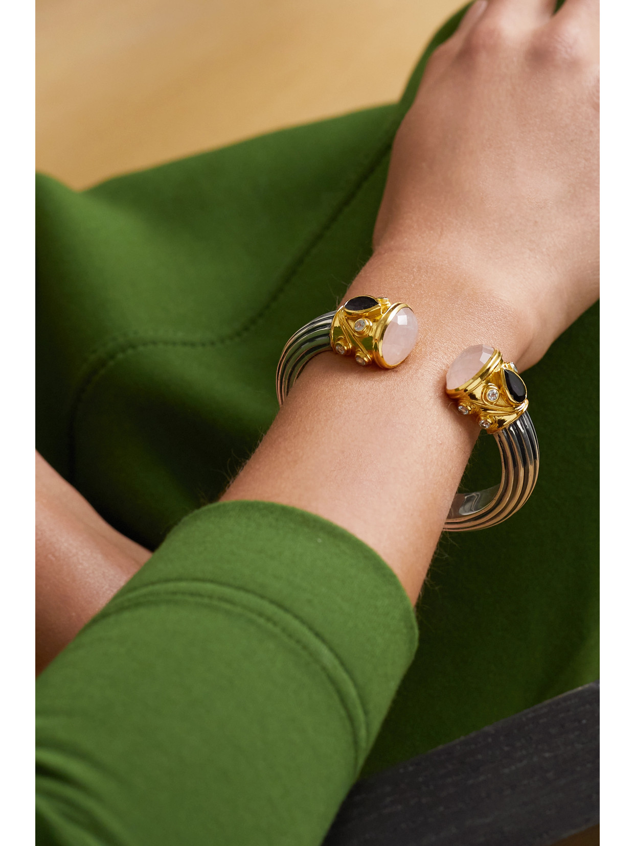 Amrapali Gold-plated Sterling Silver Multi-stone Cuff In Gold