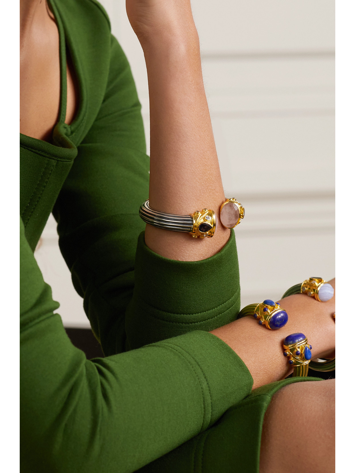 Shop Amrapali Gold-plated Sterling Silver Multi-stone Cuff