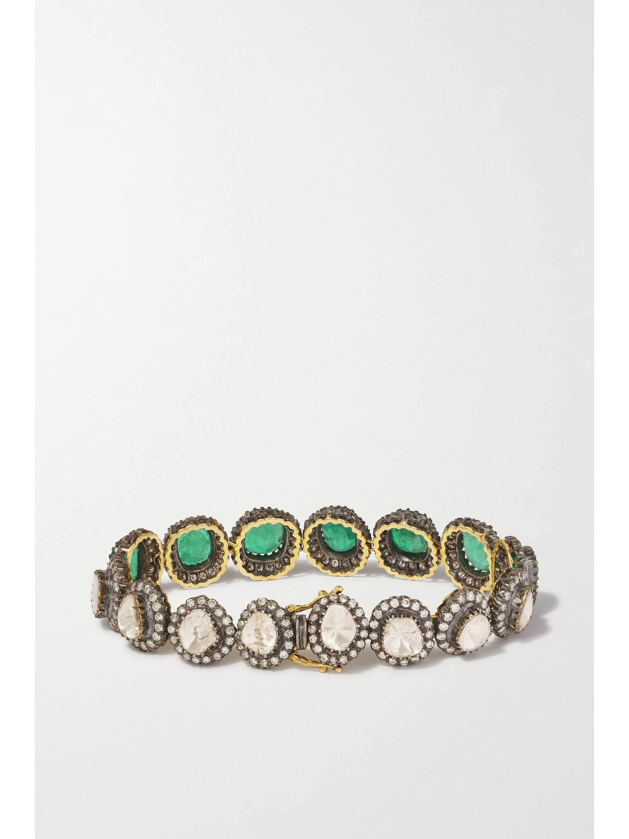 AMRAPALI LONDON Sterling silver and 18-karat gold, emerald and diamond bracelet