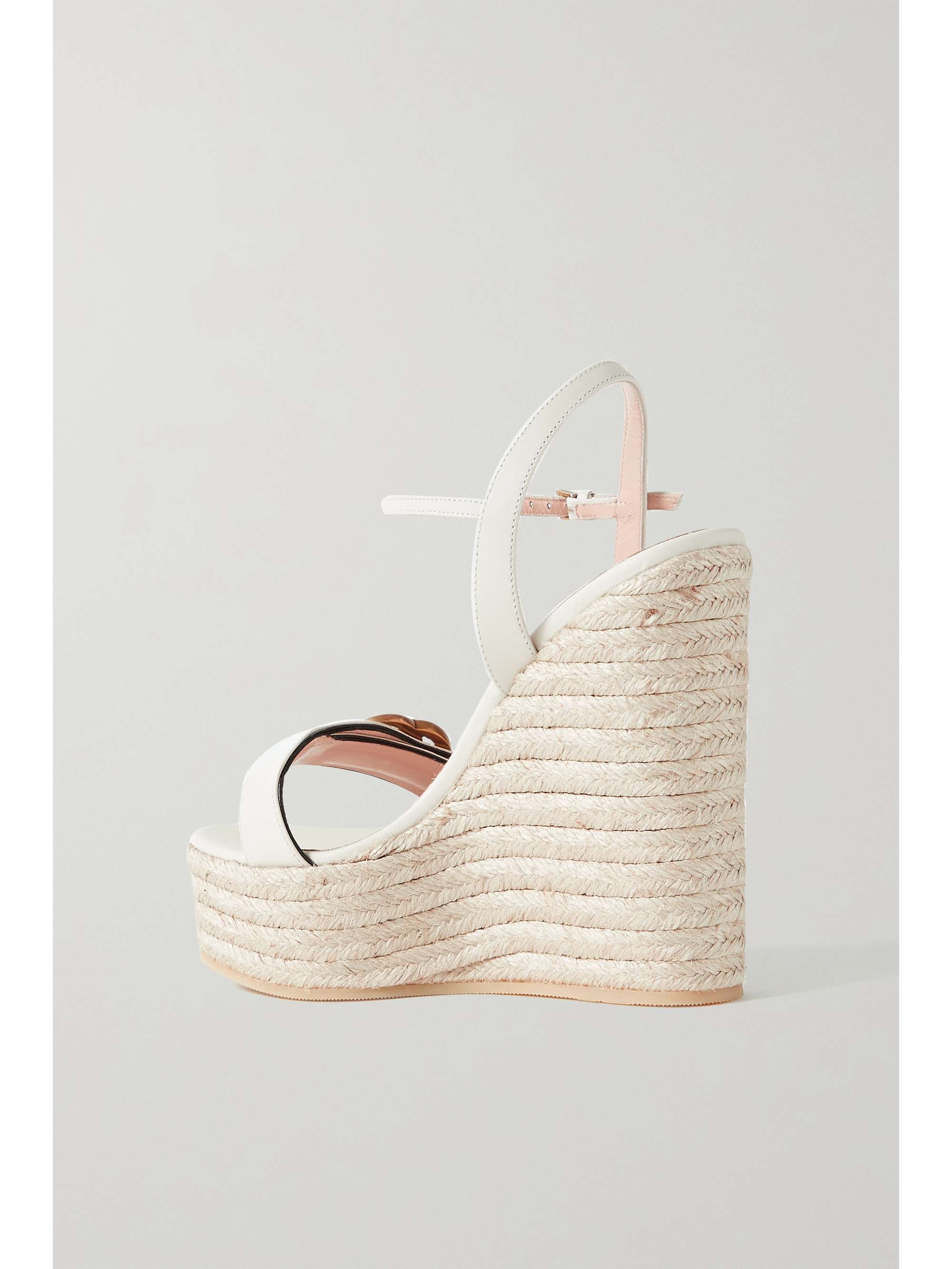 GUCCI Aitana logo-embellished leather wedge espadrille sandals