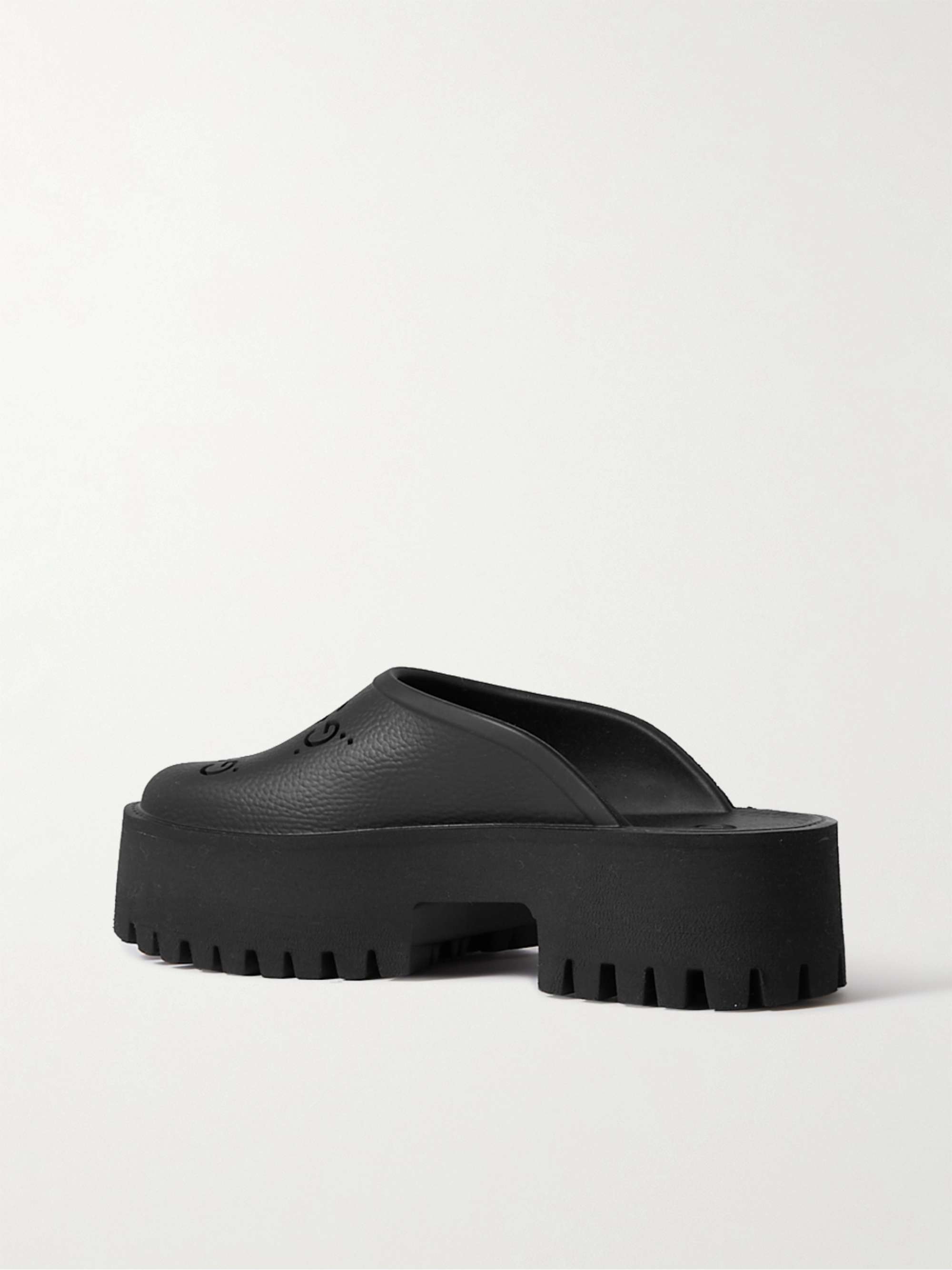 GUCCI Elea perforated rubber platform mules NETAPORTER