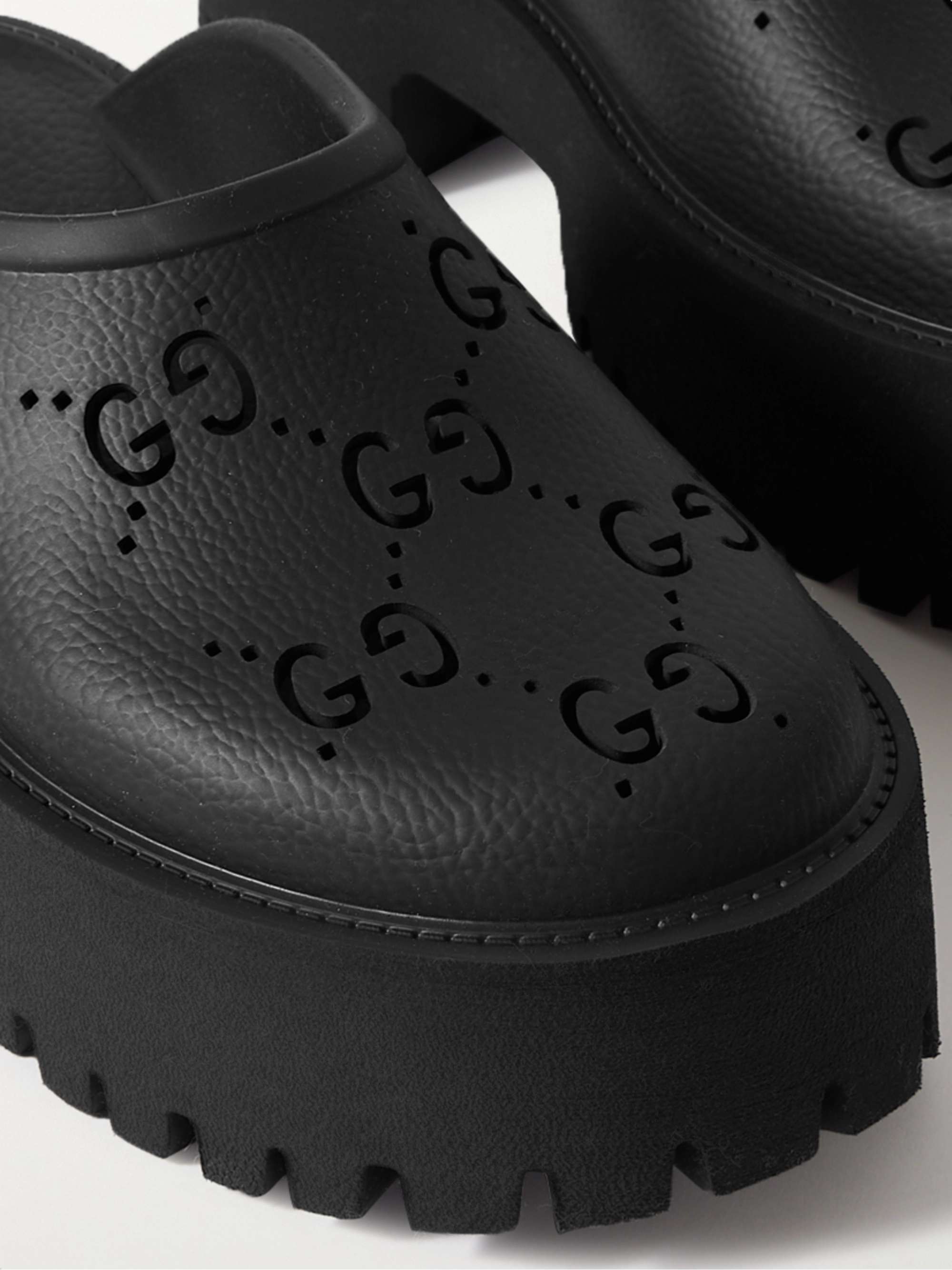 GUCCI Elea perforated rubber platform mules