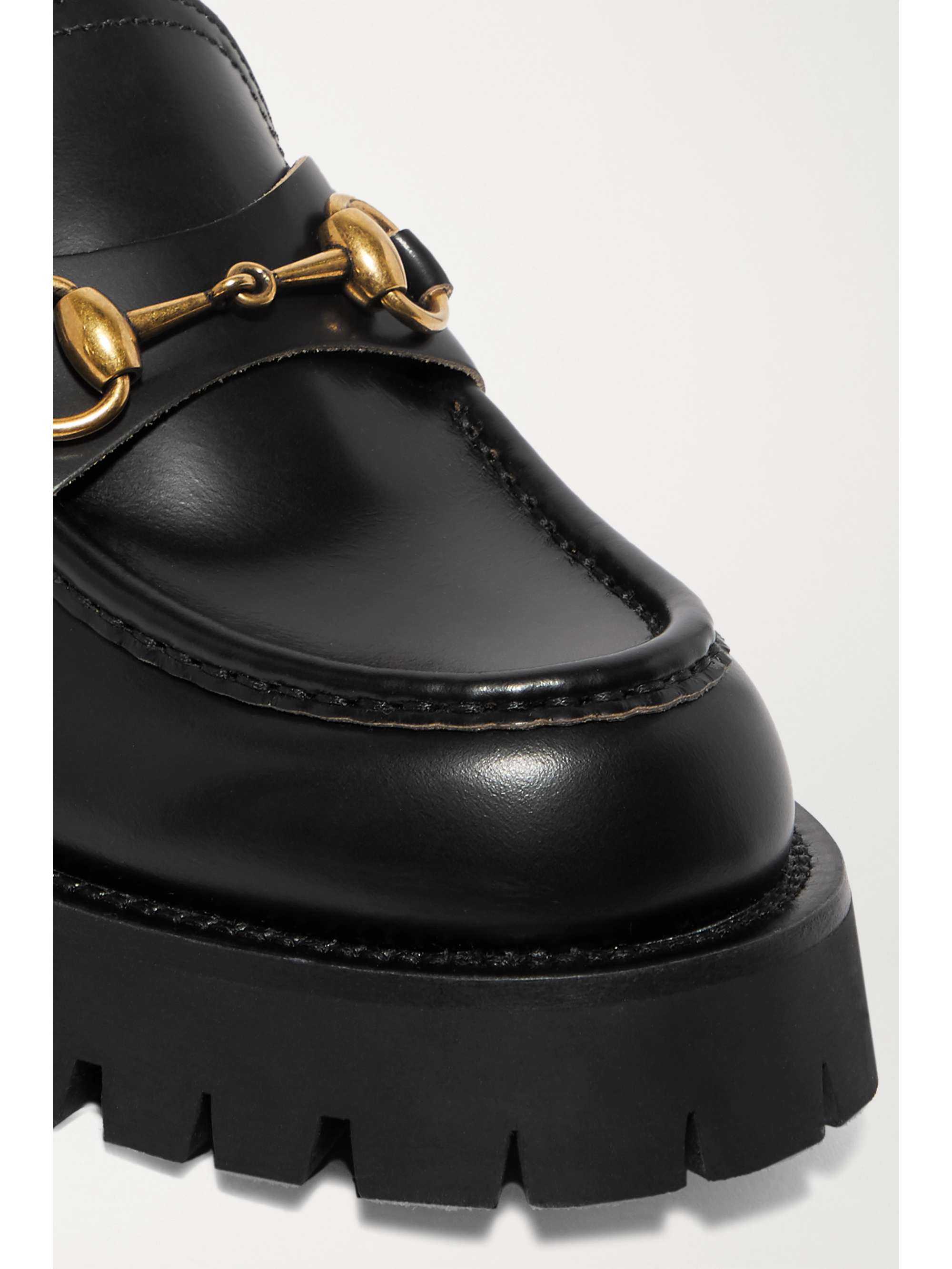 GUCCI Horsebit-detailed metallic embroidered leather platform loafers |  NET-A-PORTER