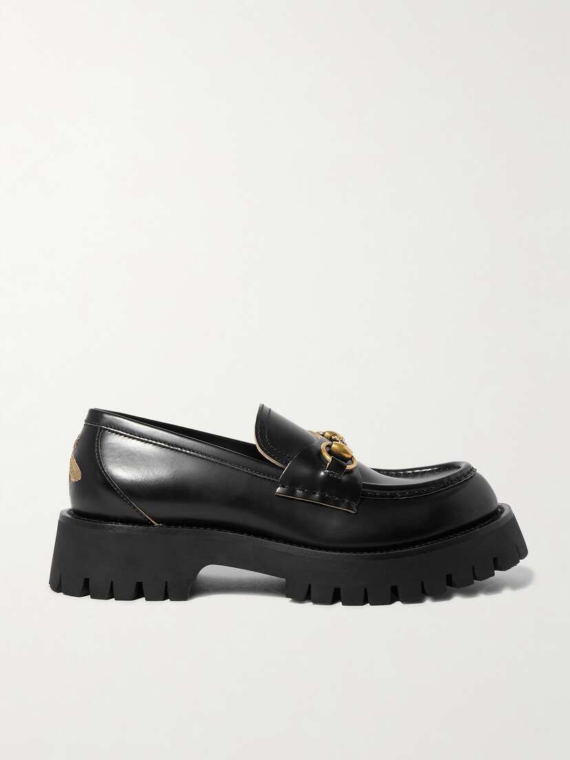Gucci Horsebit-detailed Metallic Embroidered Leather Platform Loafers