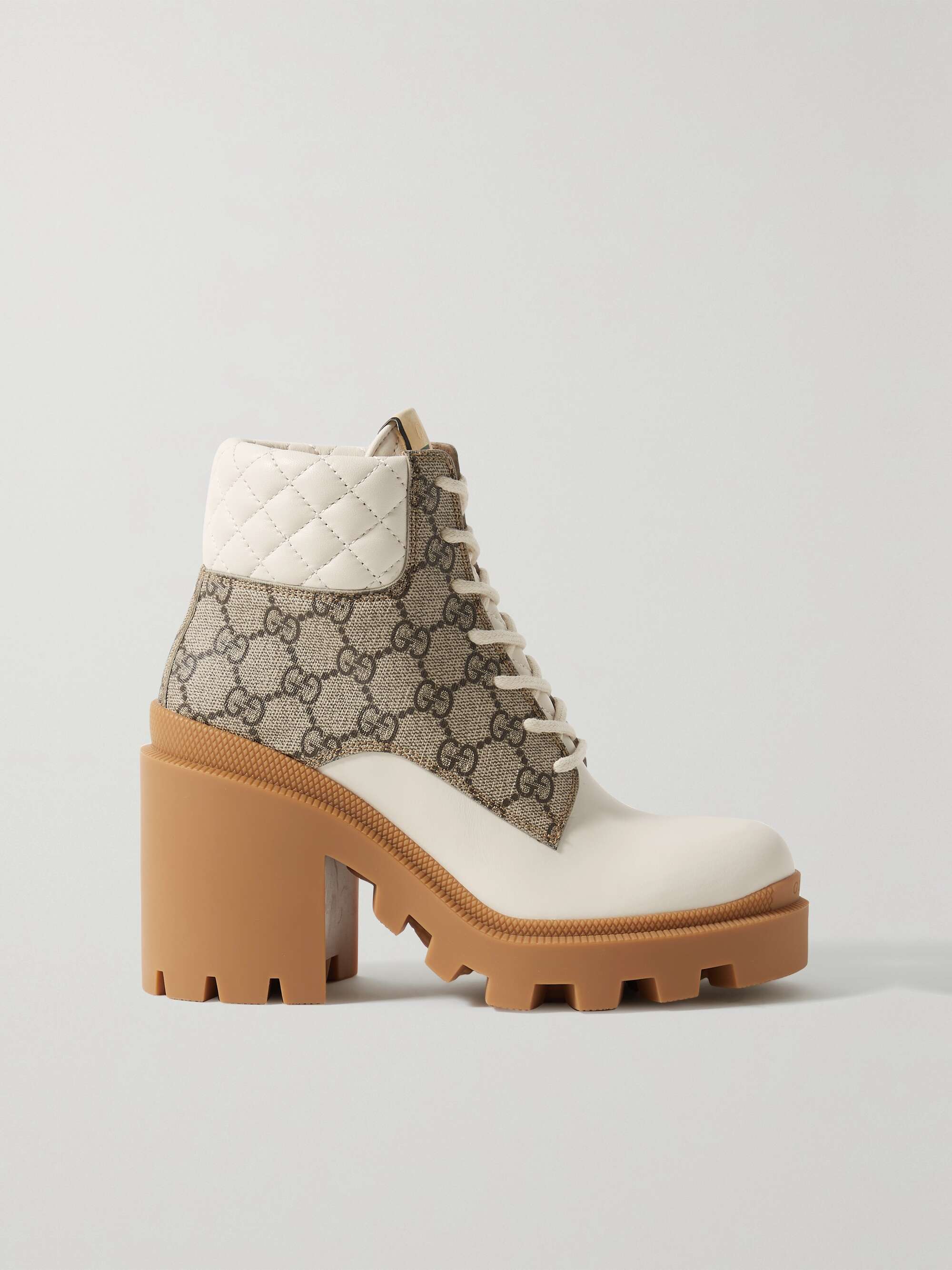 GUCCI Trip logo-print coated-canvas ankle boots | NET-A-PORTER