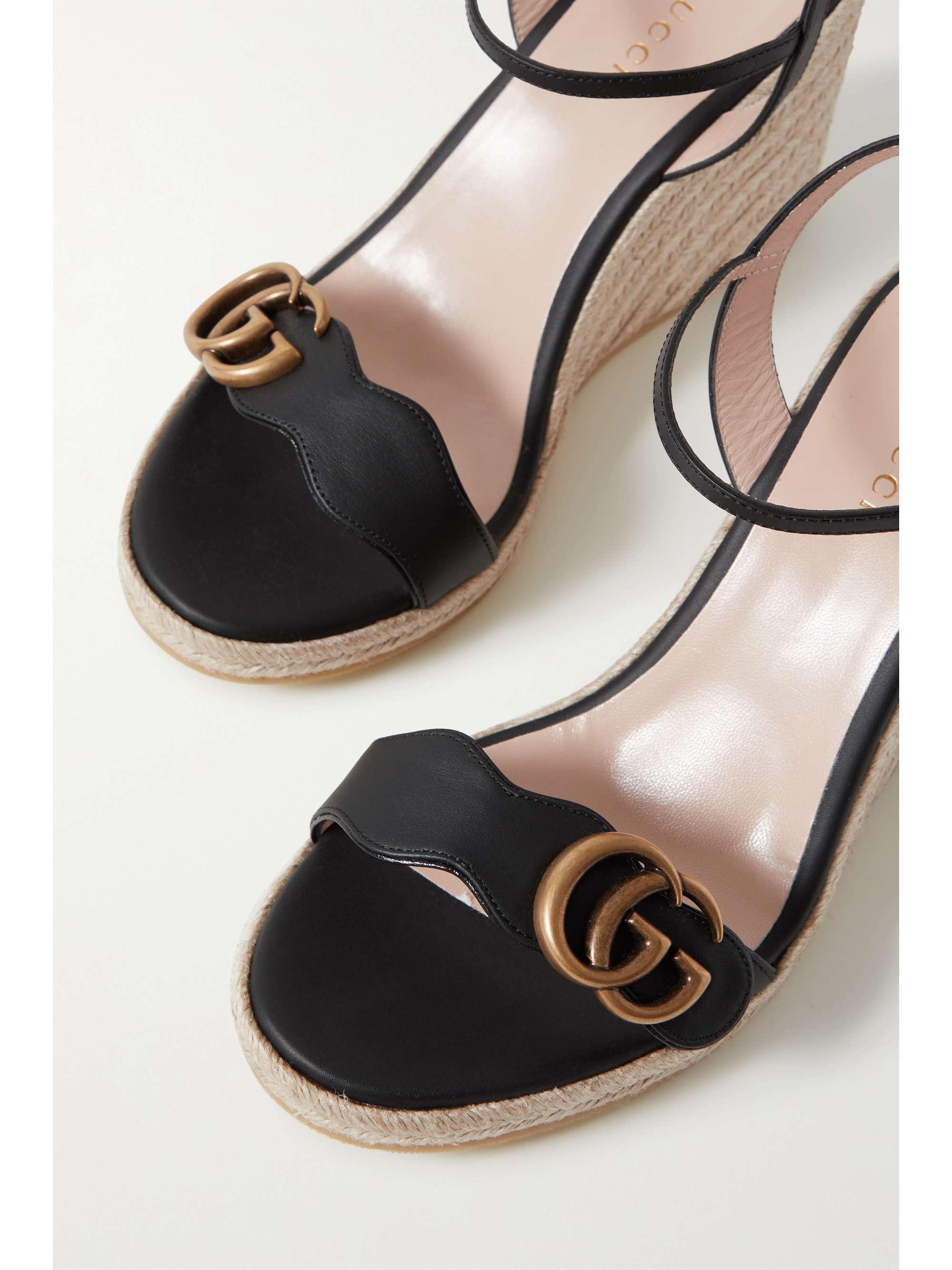 GUCCI Aitana logo-embellished leather espadrille wedge sandals