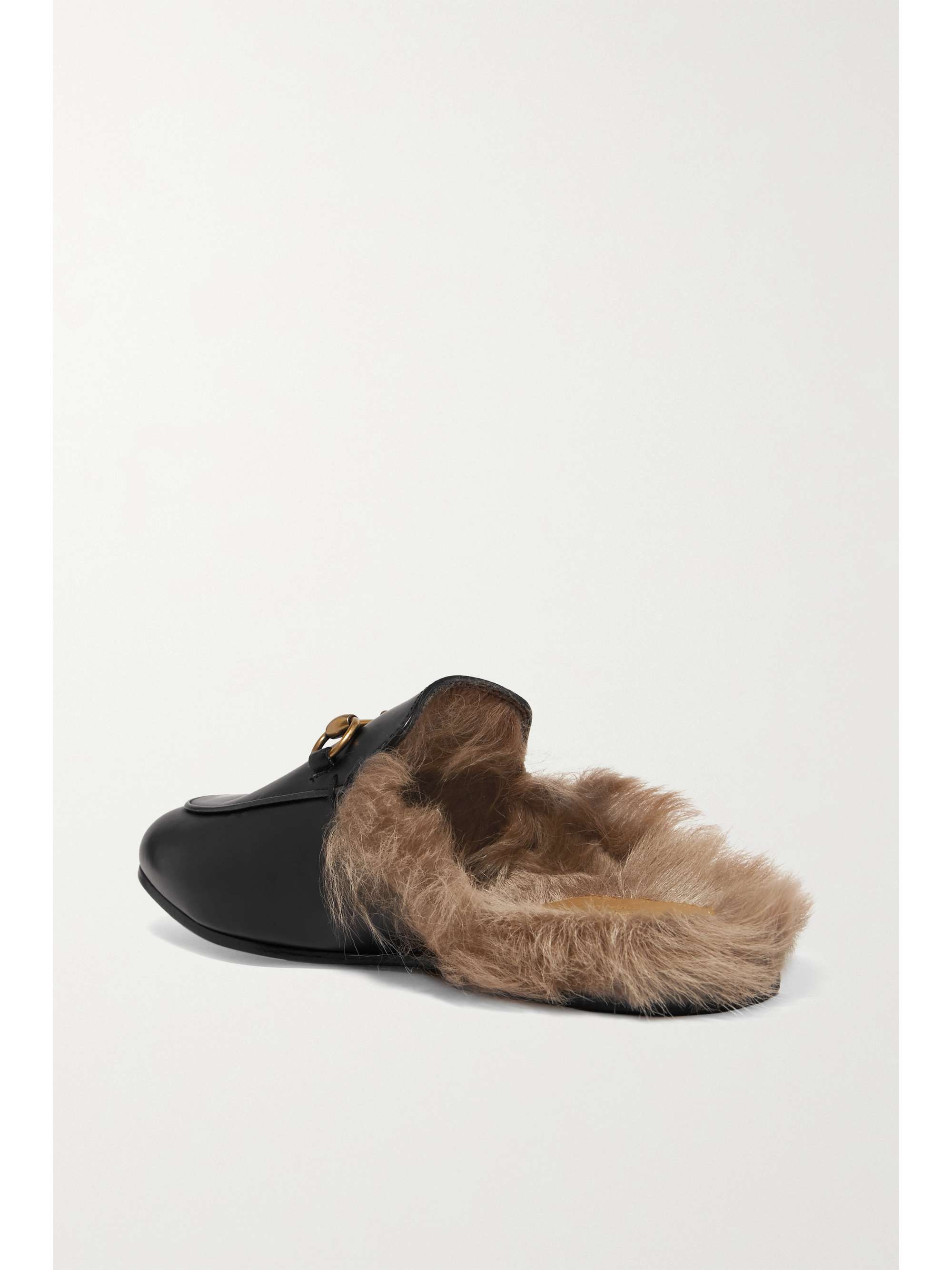 GUCCI Princetown horsebit-detailed shearling-lined leather slippers