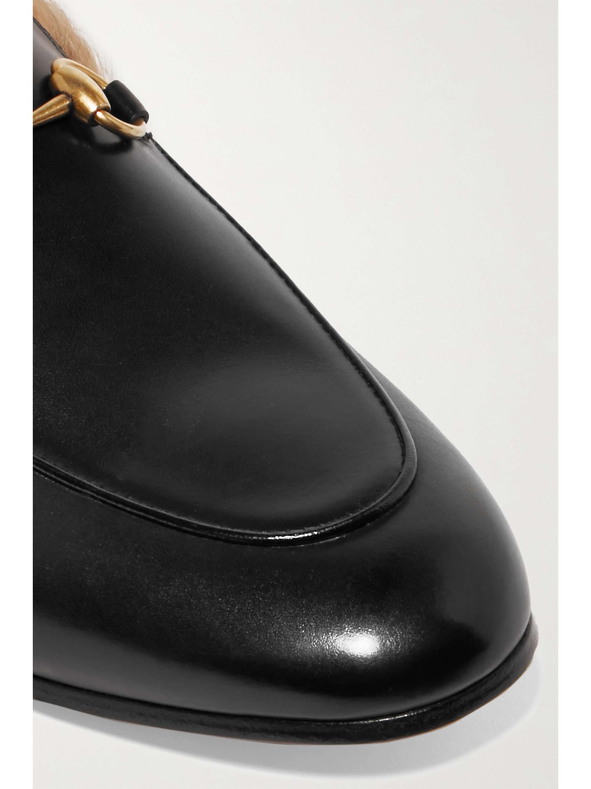 GUCCI Princetown horsebit-detailed shearling-lined leather slippers