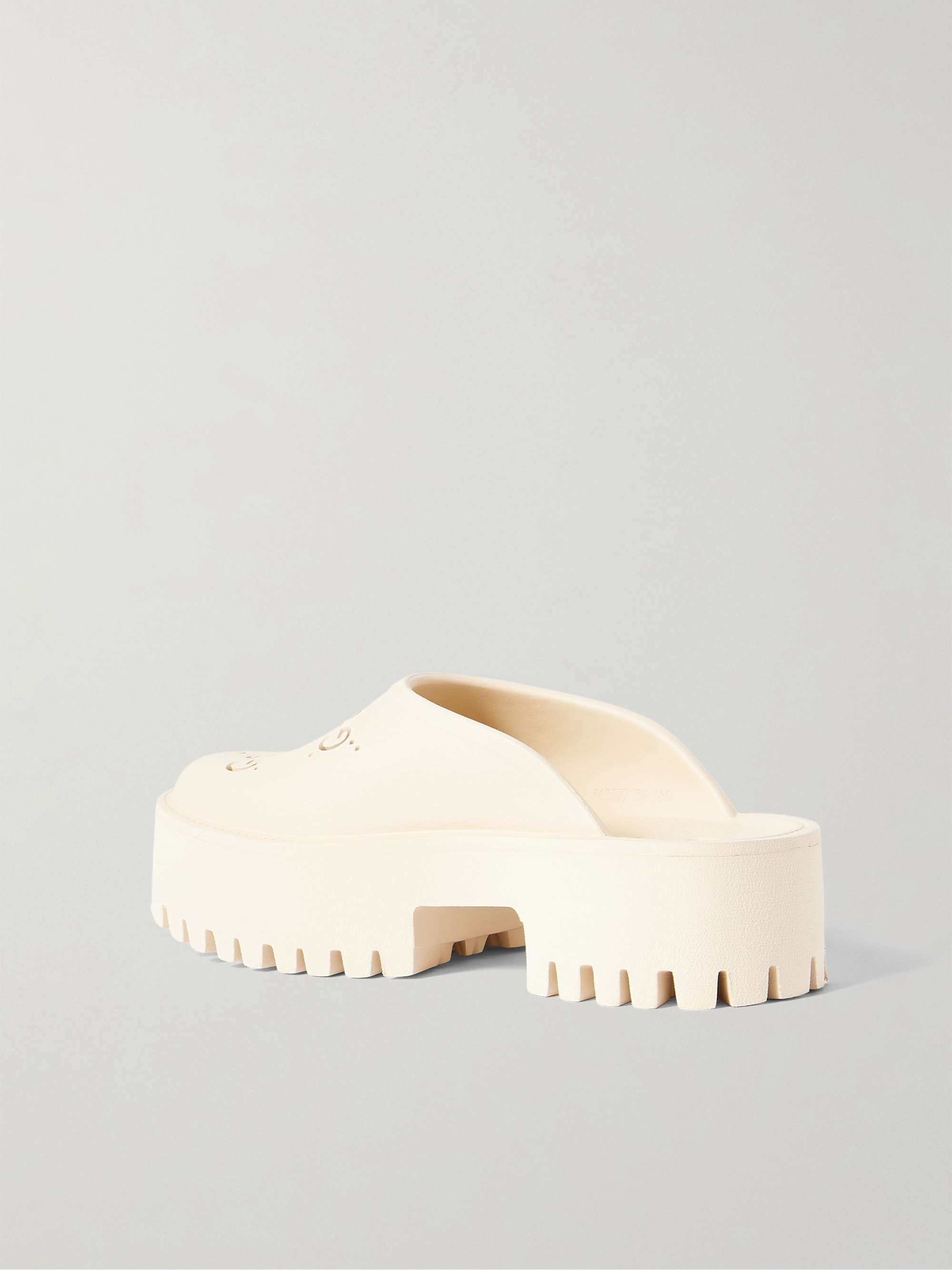 GUCCI Elea perforated rubber platform mules | NET-A-PORTER