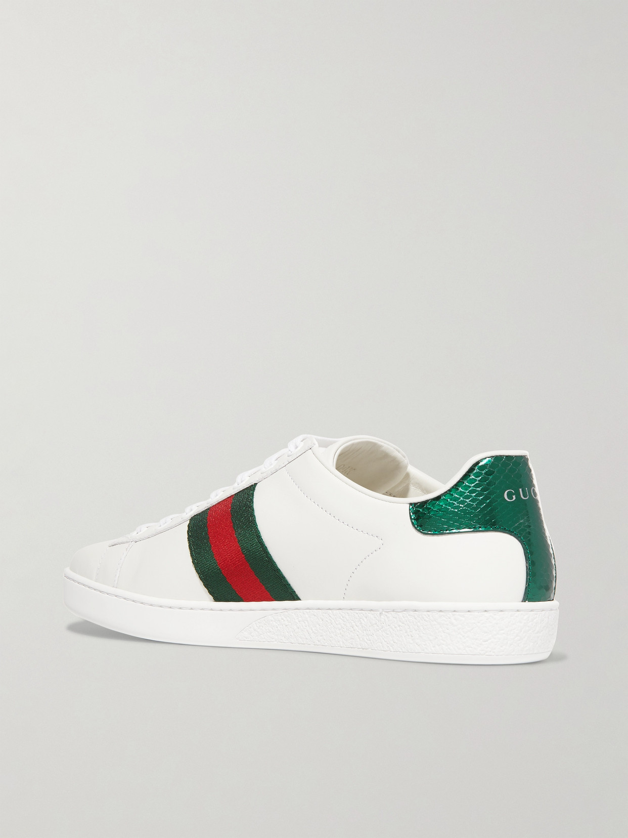 Ace Watersnake-Trimmed Sneakers