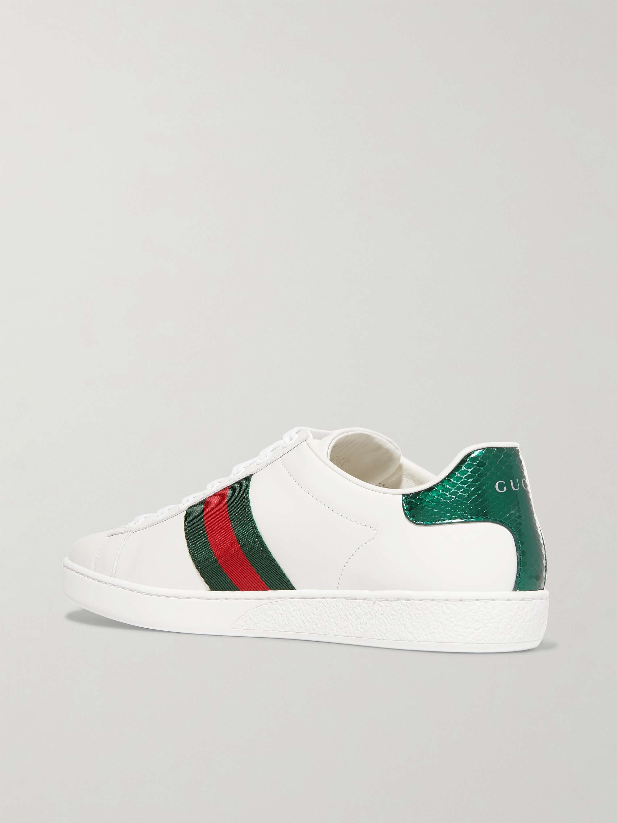 Lav vej Ananiver visdom GUCCI Ace watersnake-trimmed embroidered leather sneakers | NET-A-PORTER