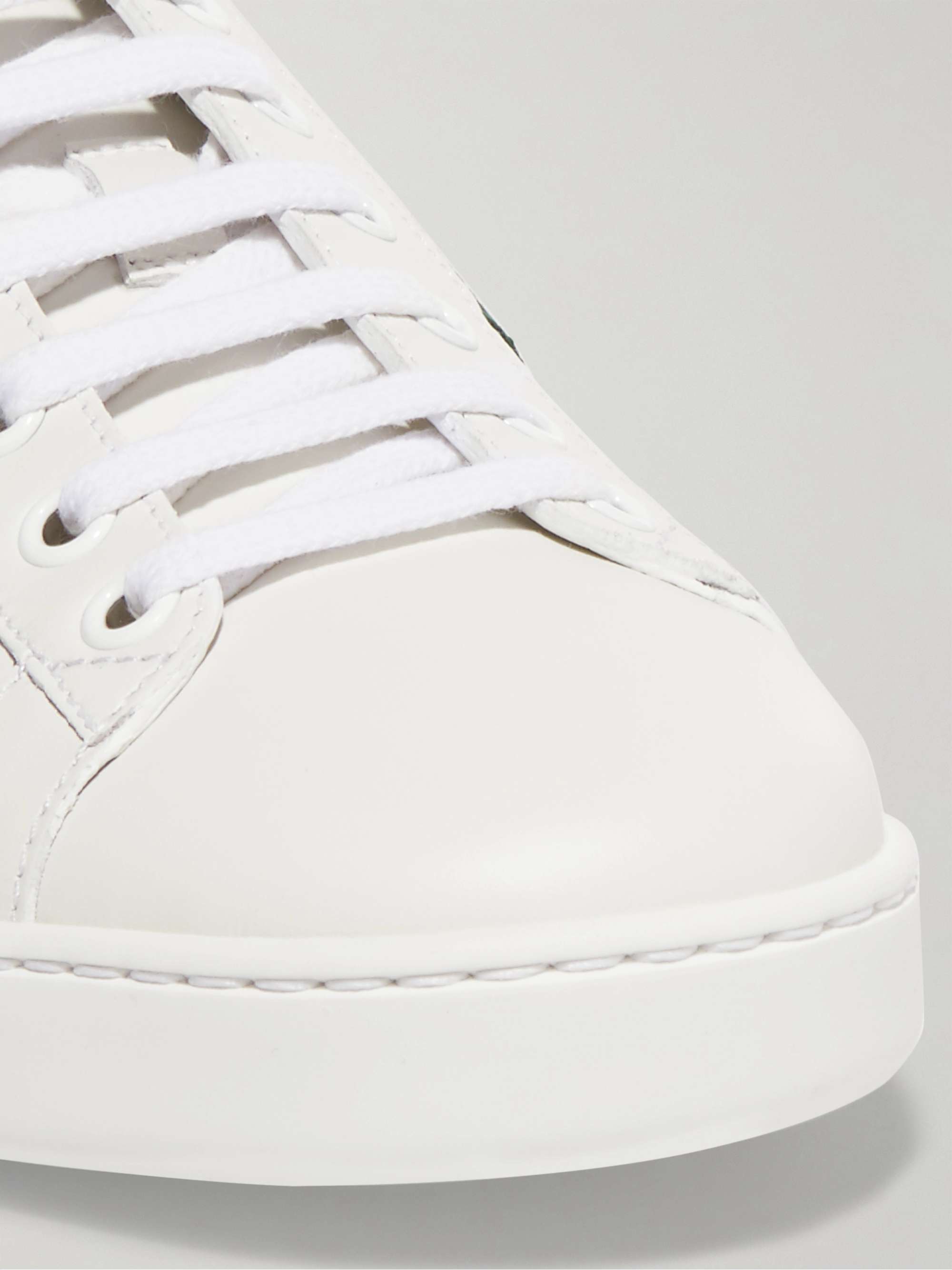 Ace Webbing-Trimmed Leather Sneakers