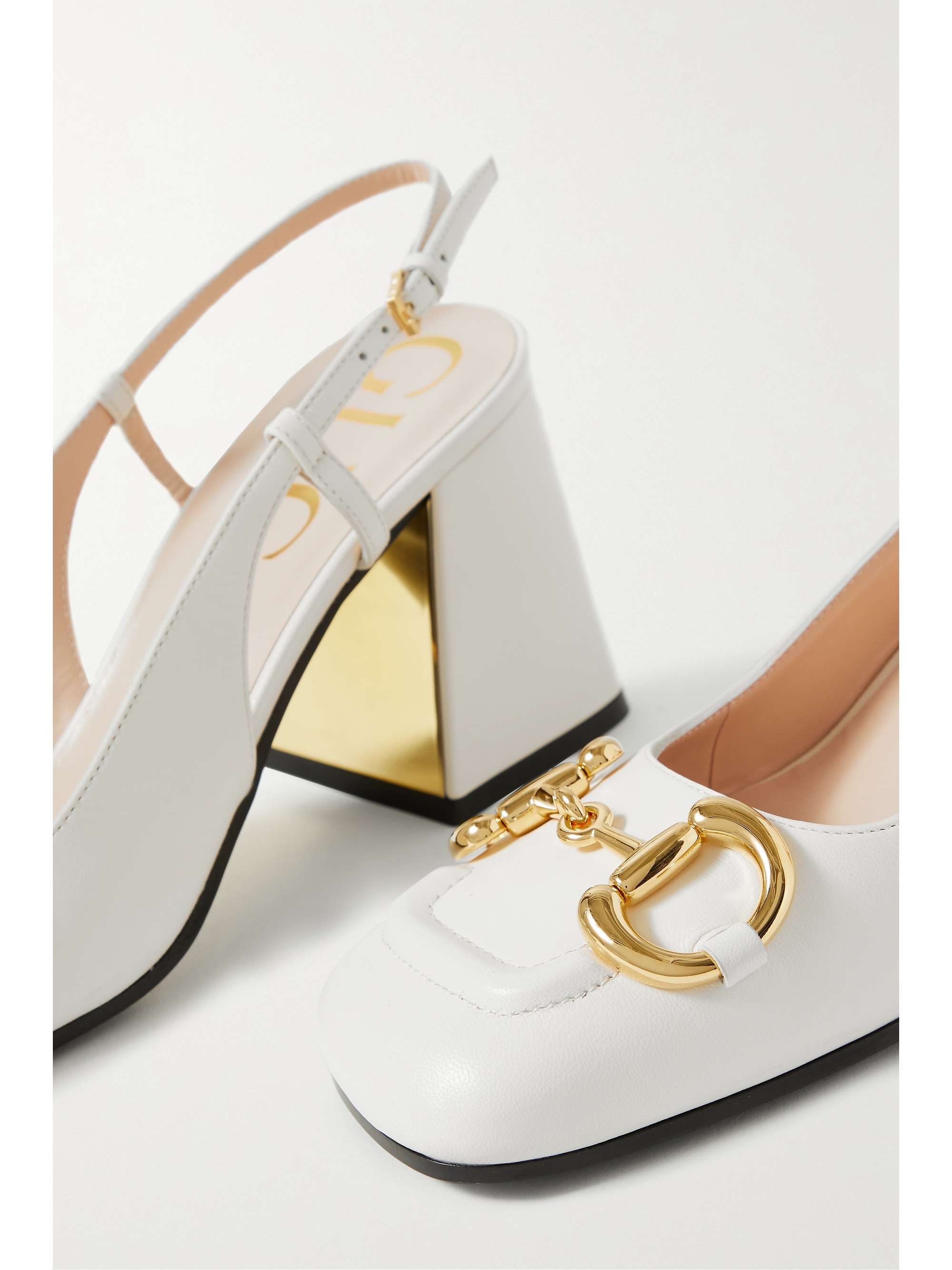 White Baby horsebitdetailed leather slingback pumps GUCCI NETAPORTER