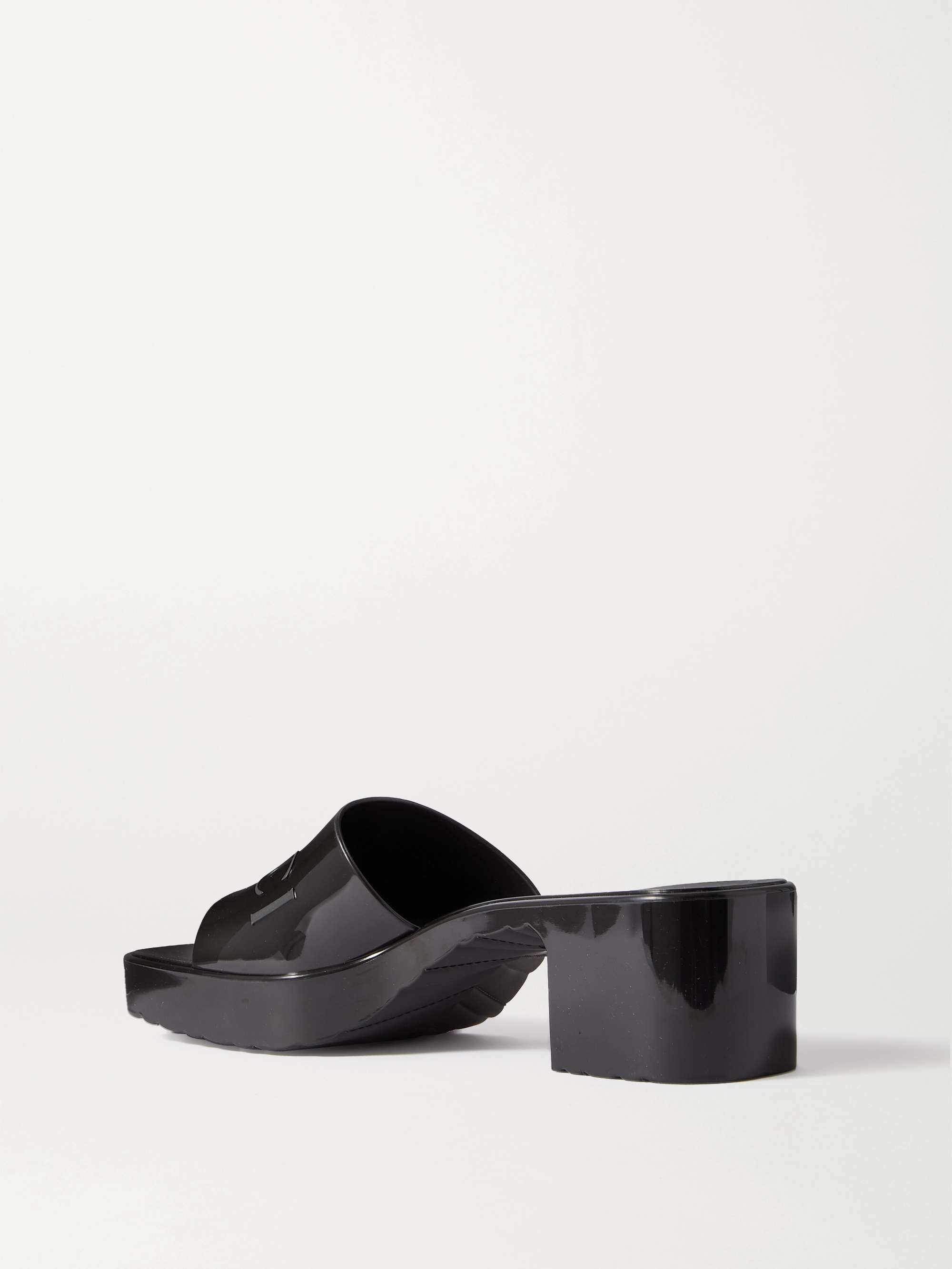 gucci rubber logo mules