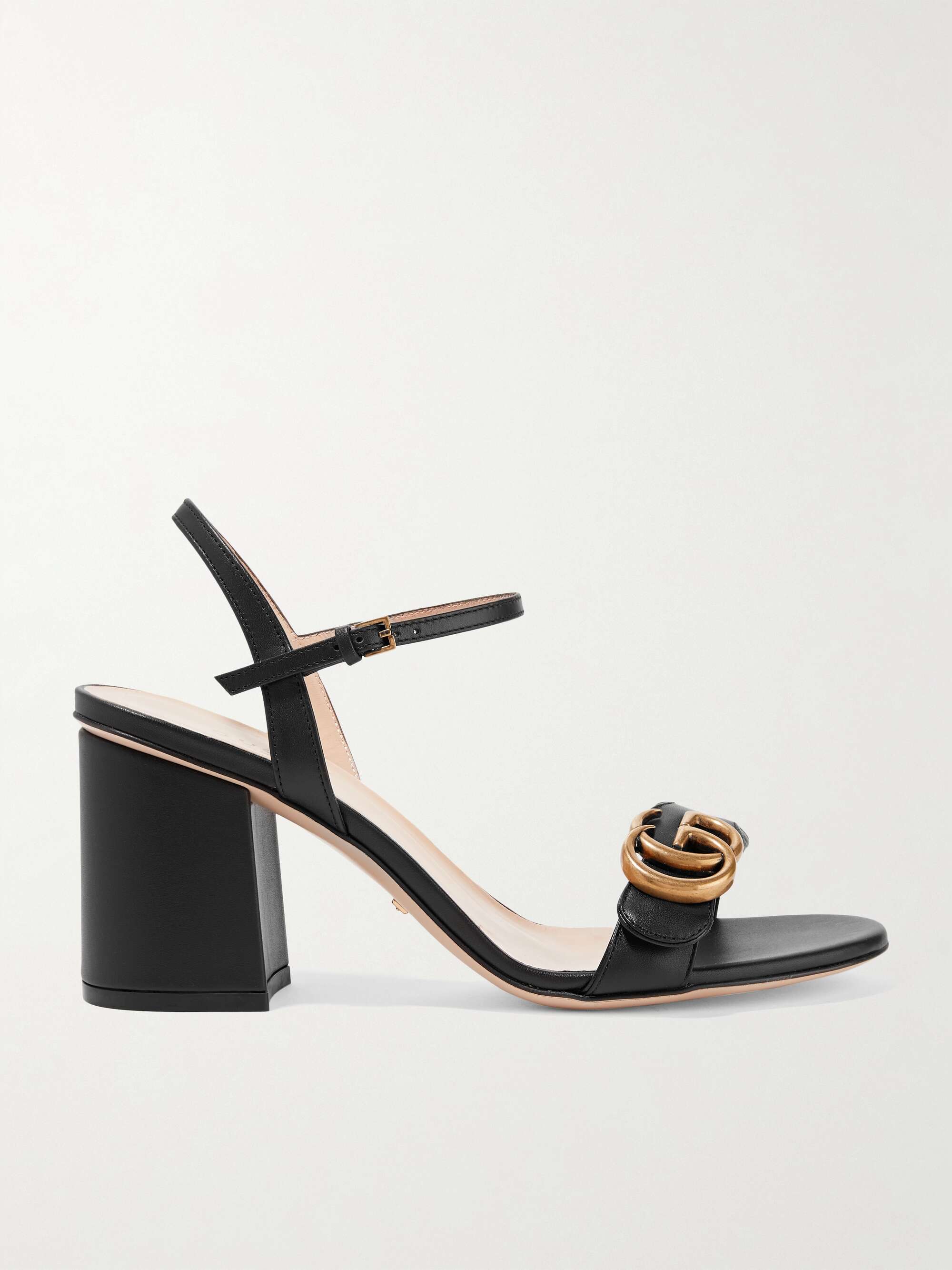 Black Marmont logo-embellished metallic cracked-leather sandals | GUCCI ...