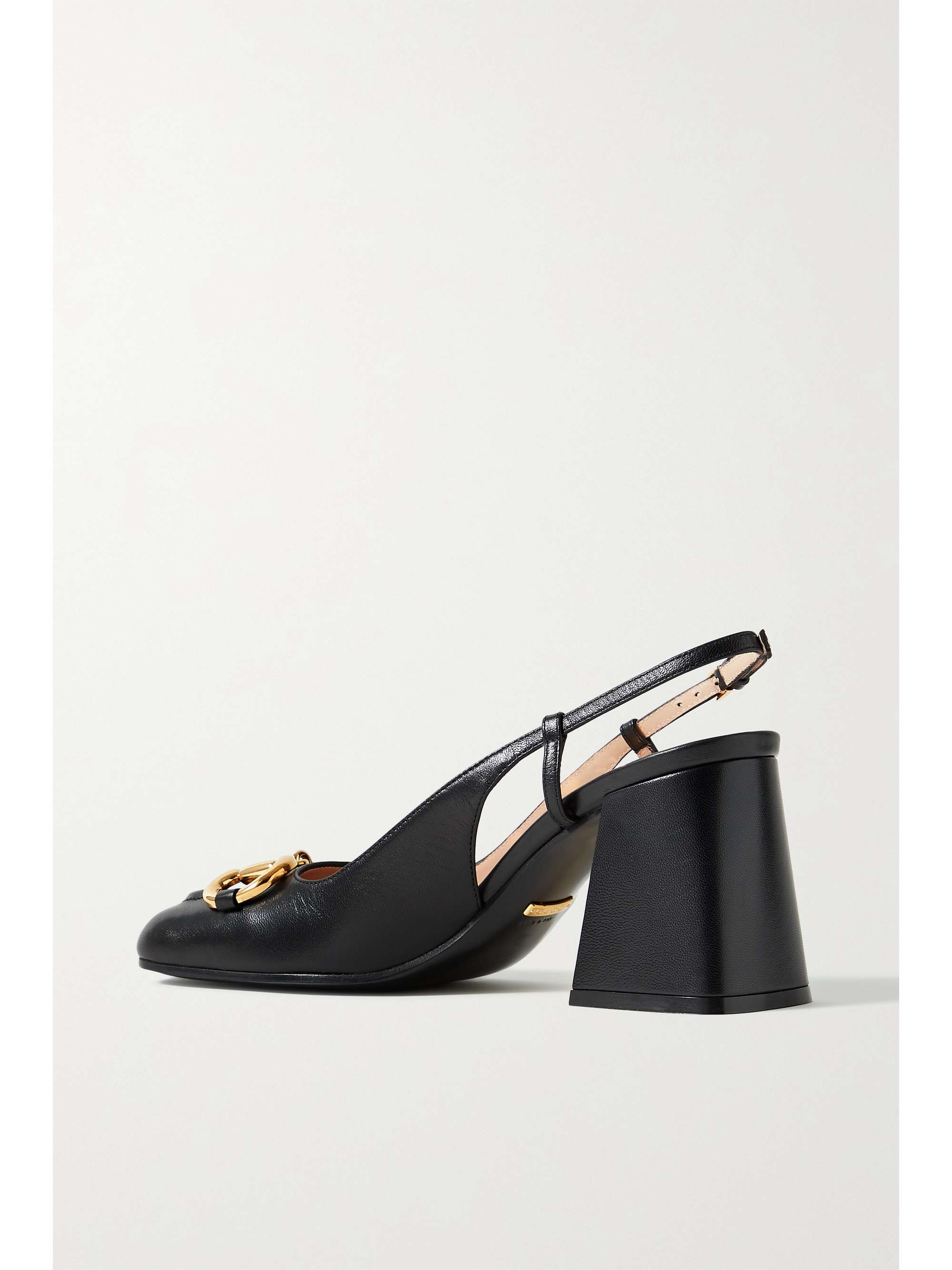 GUCCI Baby horsebit-detailed leather slingback pumps