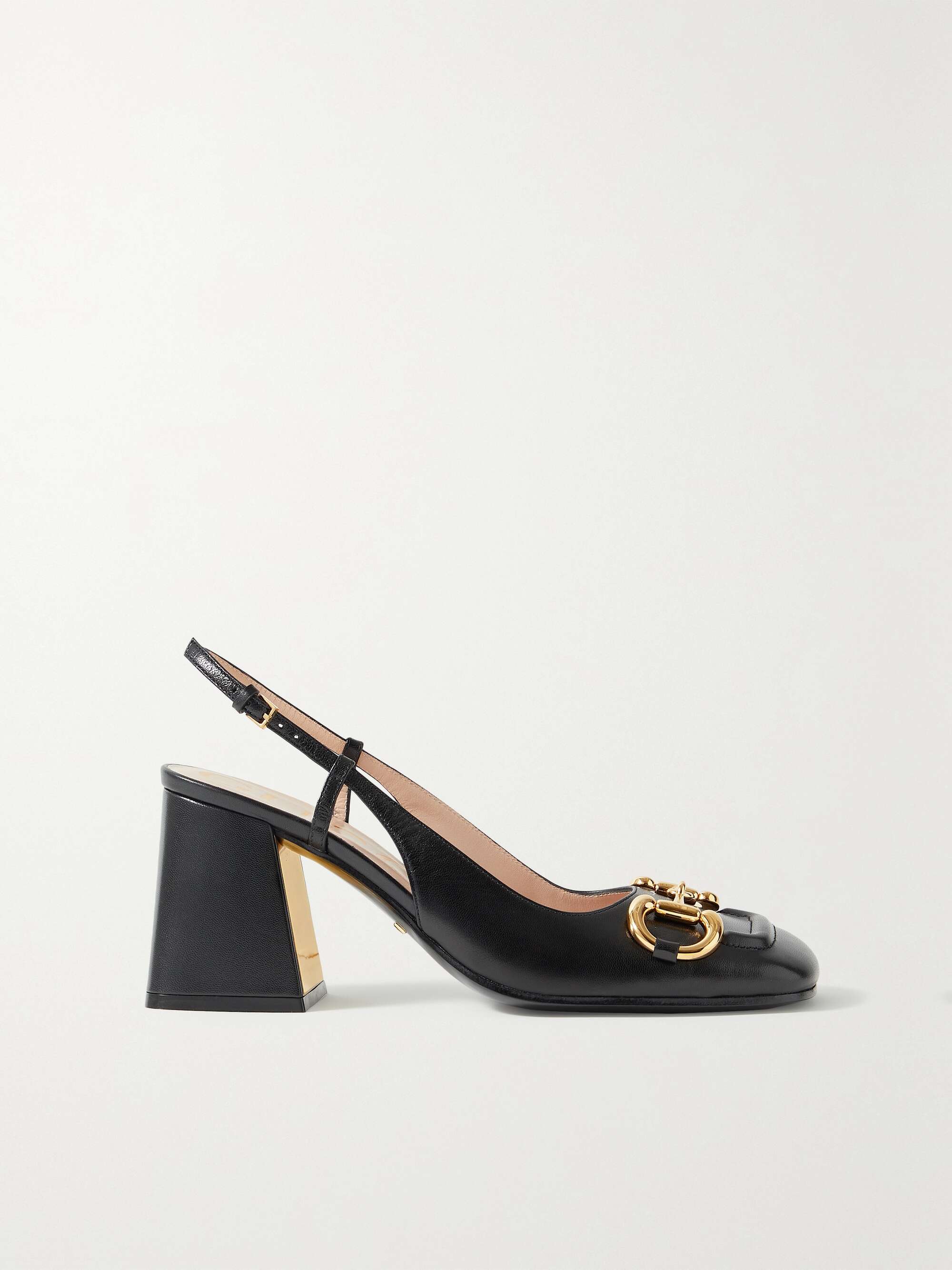 GUCCI Baby horsebit-detailed leather slingback pumps