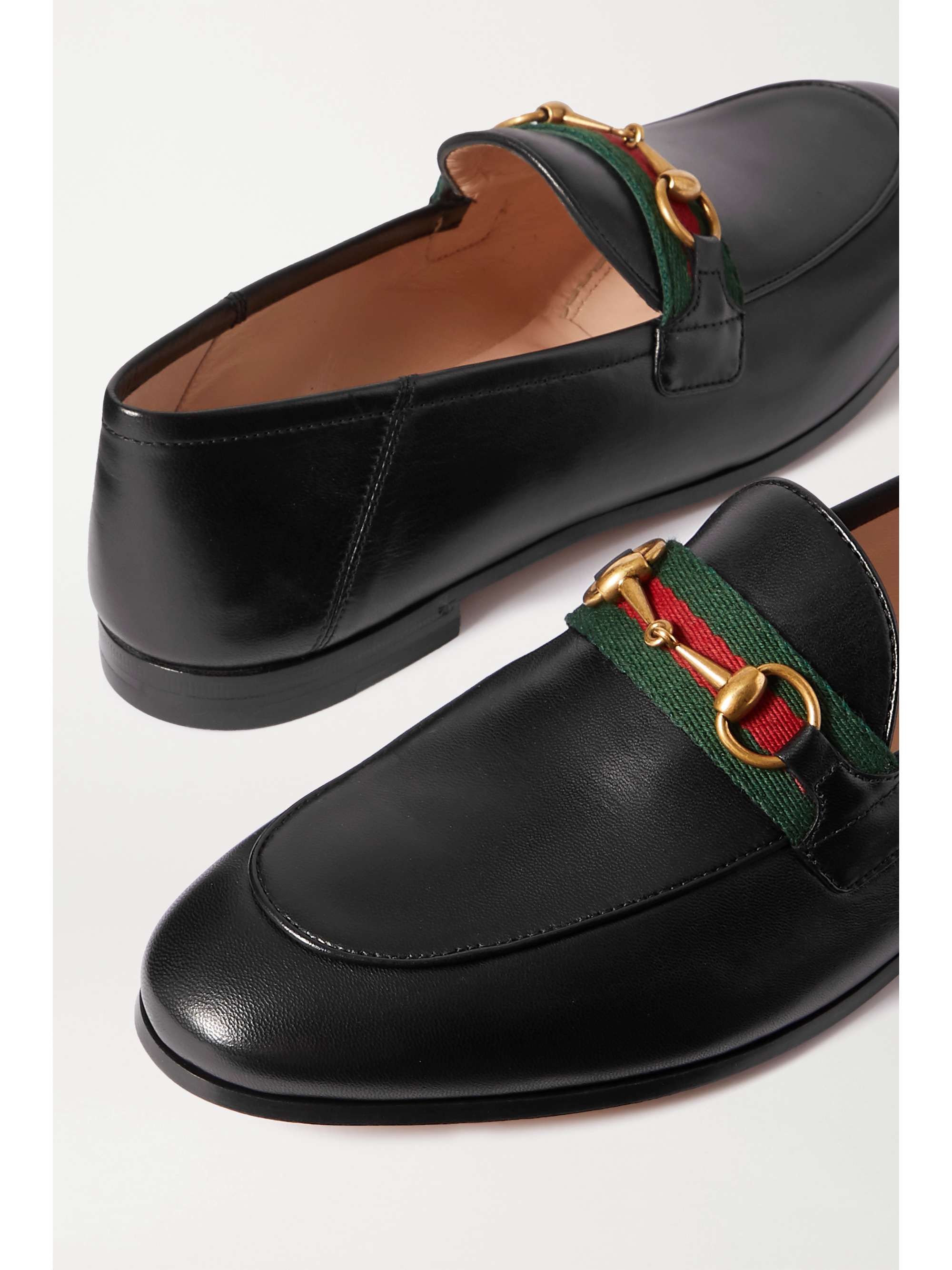 GUCCI Brixton horsebit-detailed leather collapsible-heel loafers