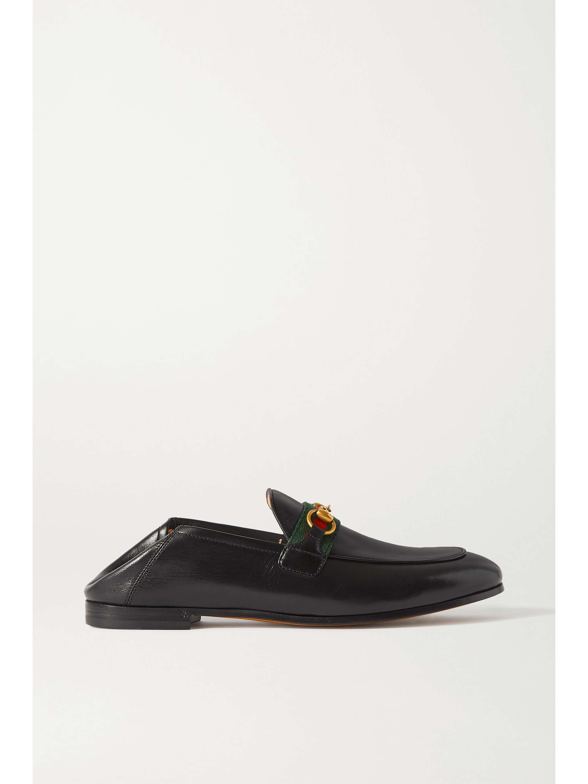 GUCCI Brixton horsebit-detailed leather collapsible-heel loafers