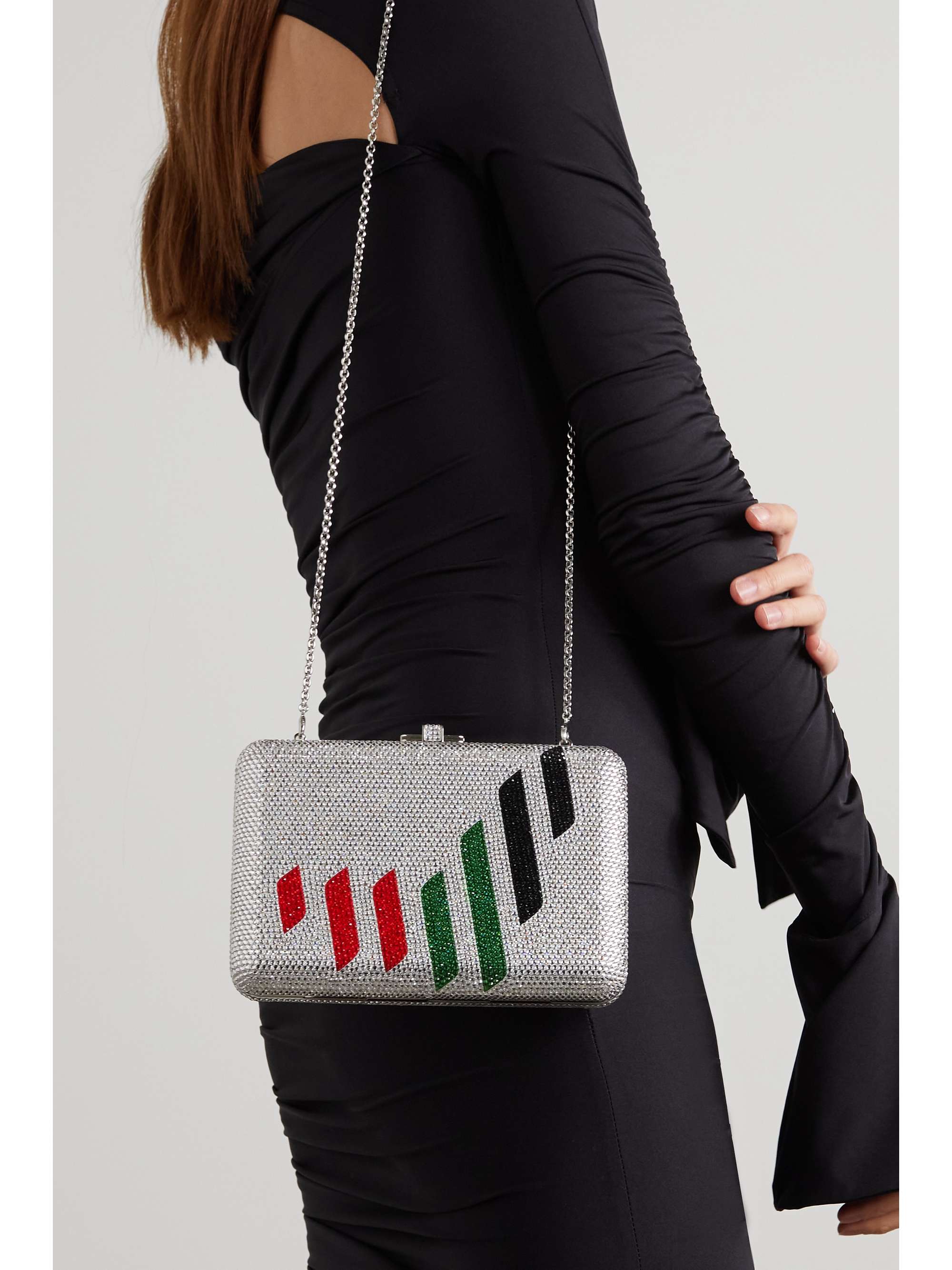 JUDITH LEIBER COUTURE Emirates crystal-embellished silver-tone clutch