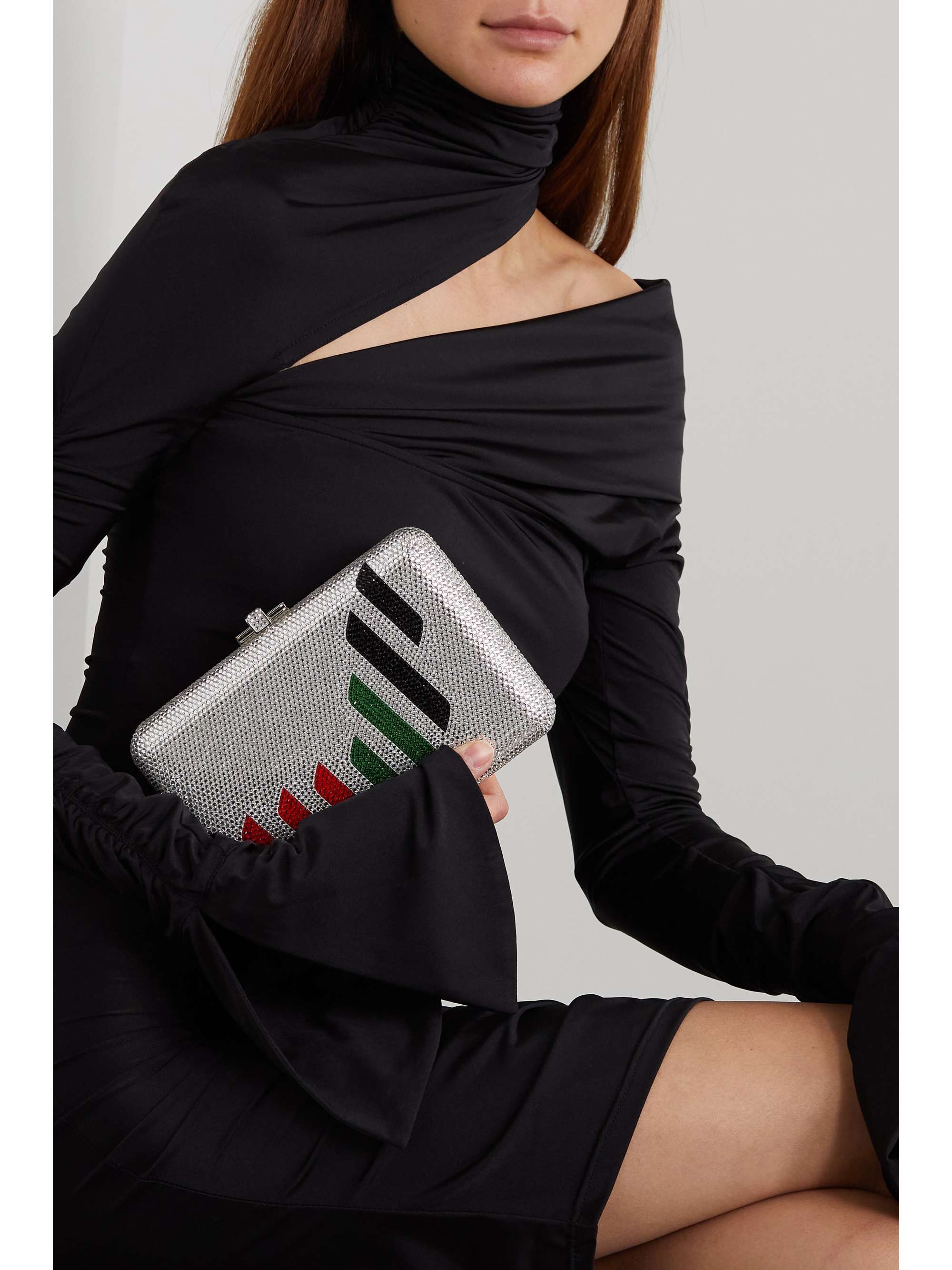 JUDITH LEIBER COUTURE Emirates crystal-embellished silver-tone clutch