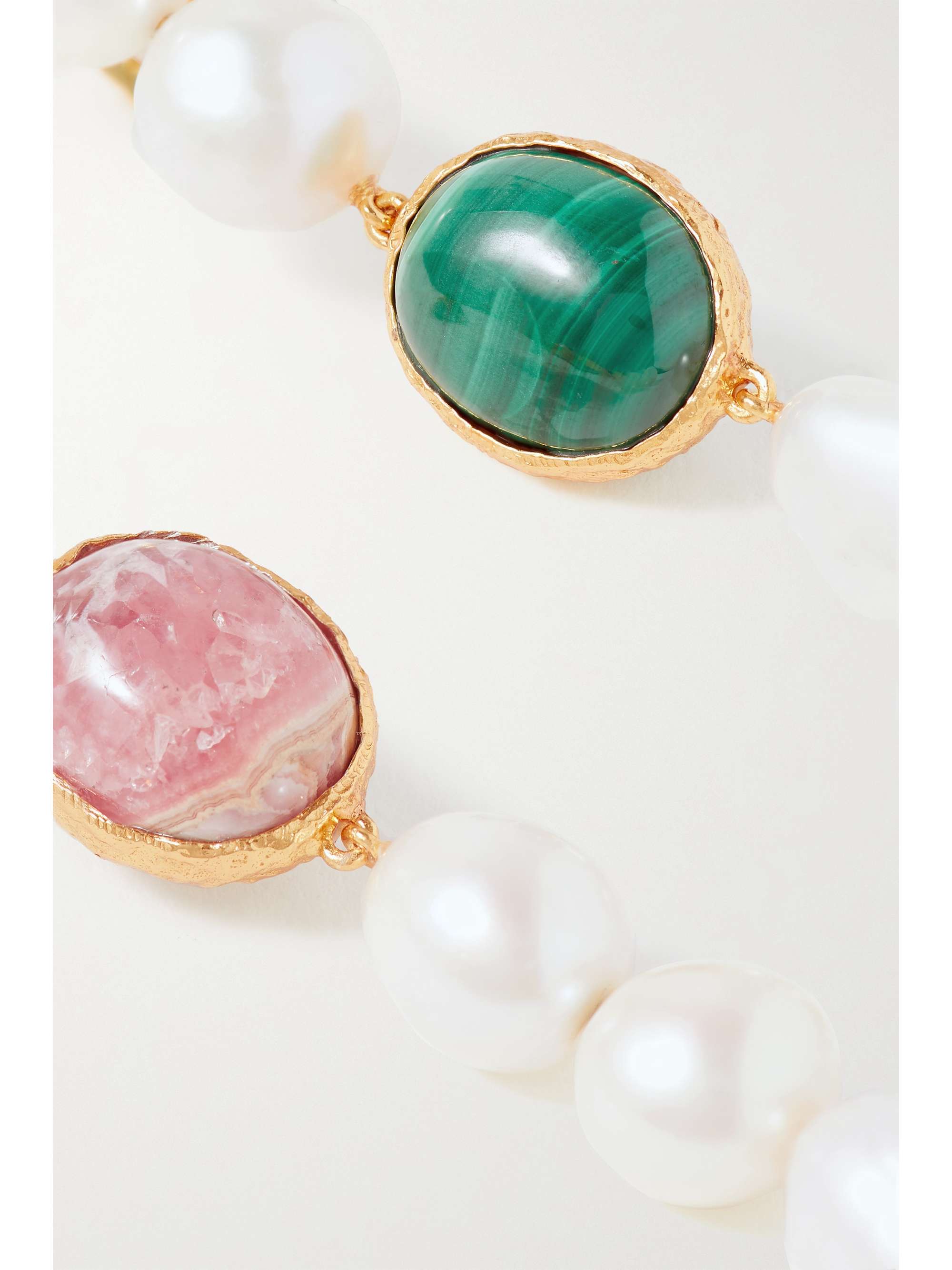 PACHAREE Dangling Moss gold-plated malachite earrings
