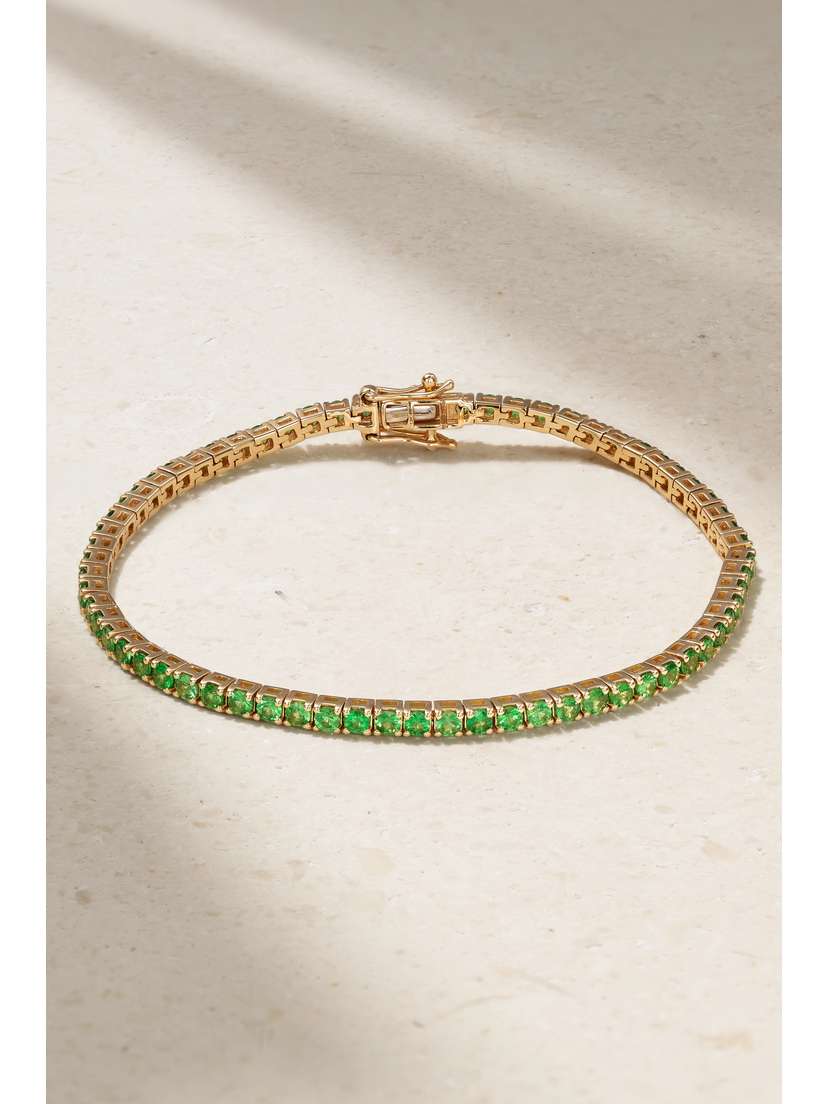 Roxanne First 14-karat Gold Tsavorite Tennis Bracelet