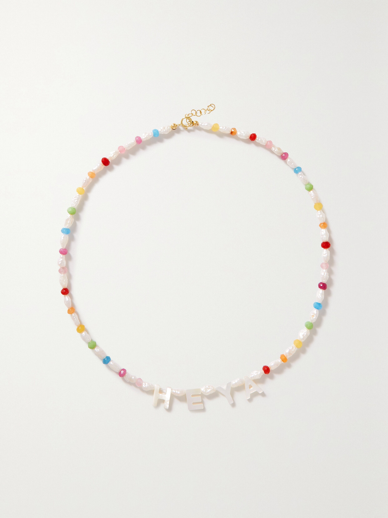 Shop Roxanne First Heya 14-karat Gold, Agate And Mother-of-pearl Necklace In Pink