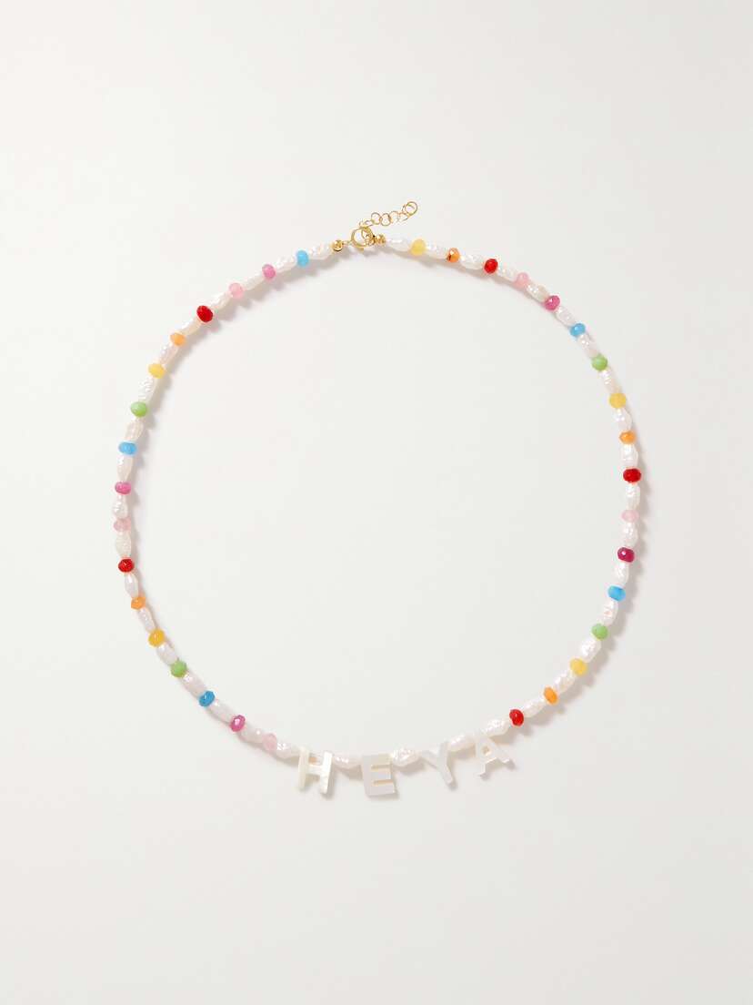 Roxanne First Heya 14-karat Gold, Agate And Mother-of-pearl Necklace