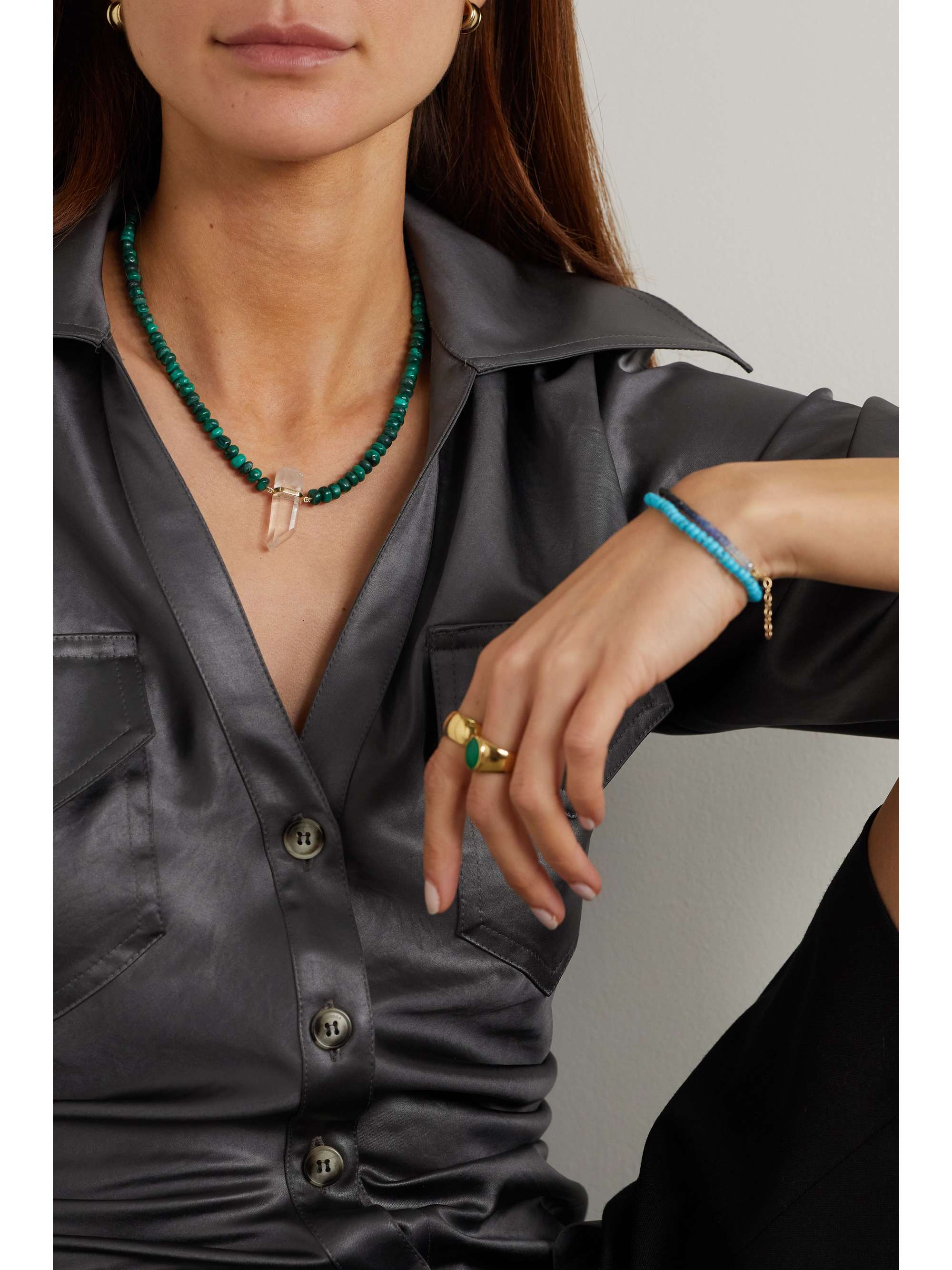 JIA JIA Gold, malachite and quartz necklace