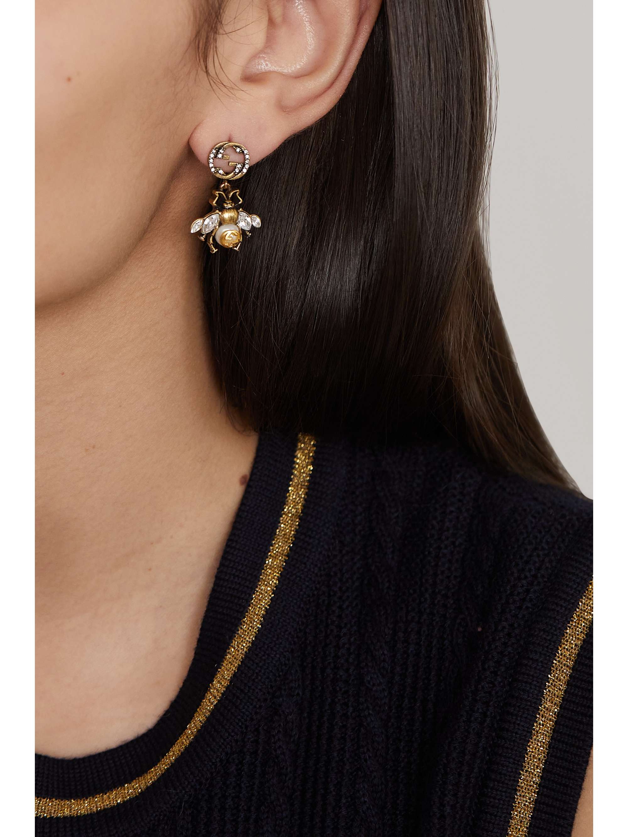 GG earrings with faux pearls in gold - Gucci