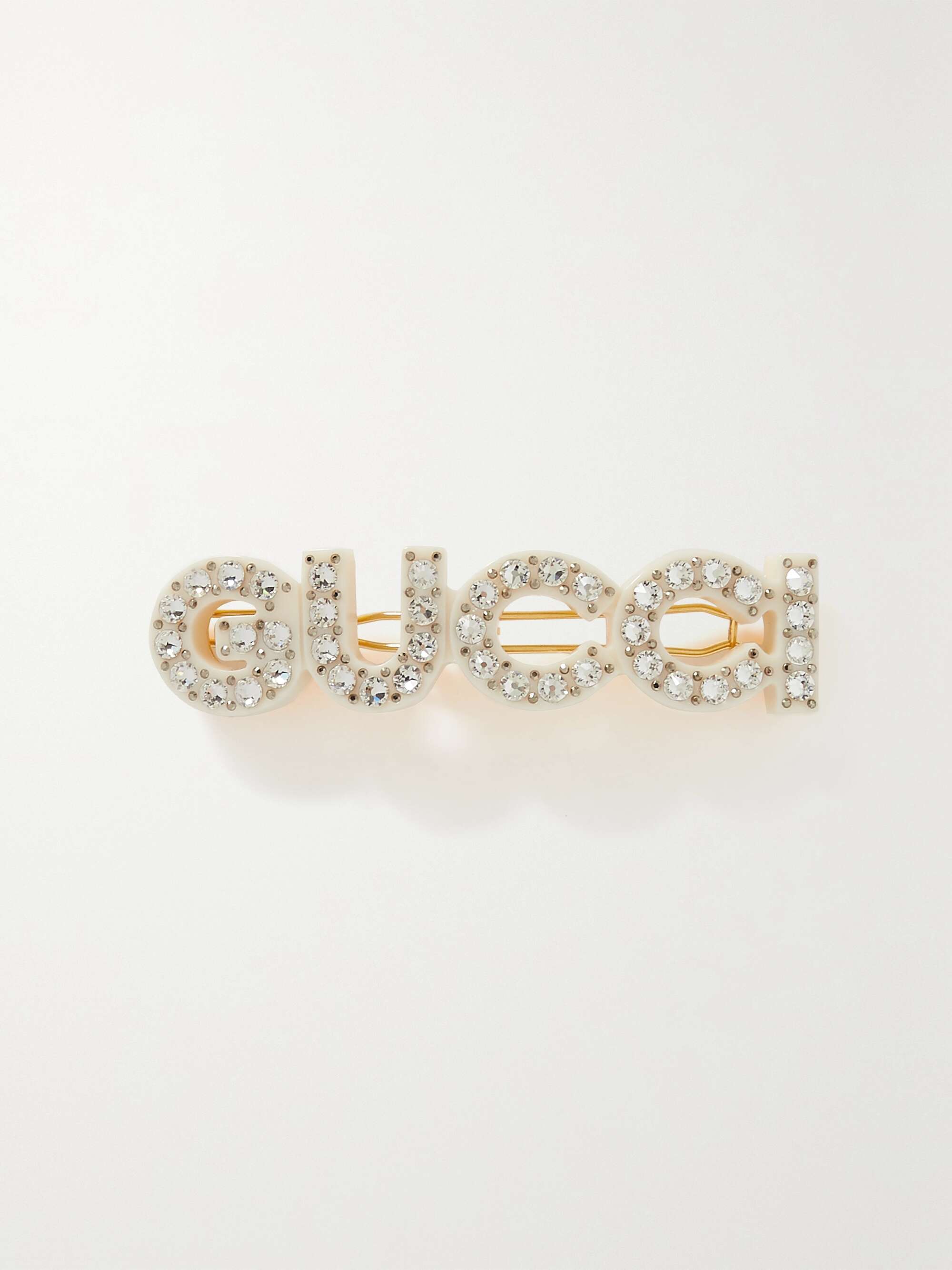 Small crystal-embellished resin and gold-tone hair clip