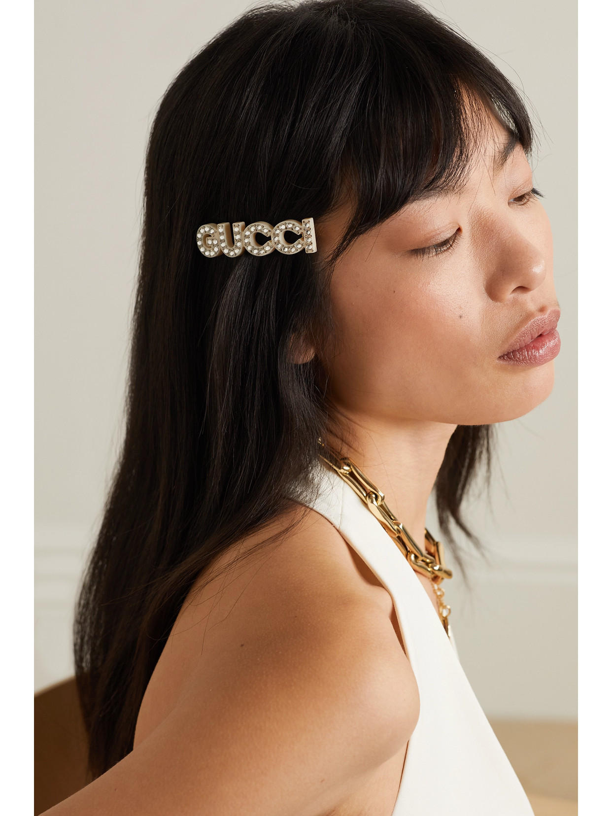 Gucci | Beige | Small Crystal-embellished Resin And Gold-_  display picture 2