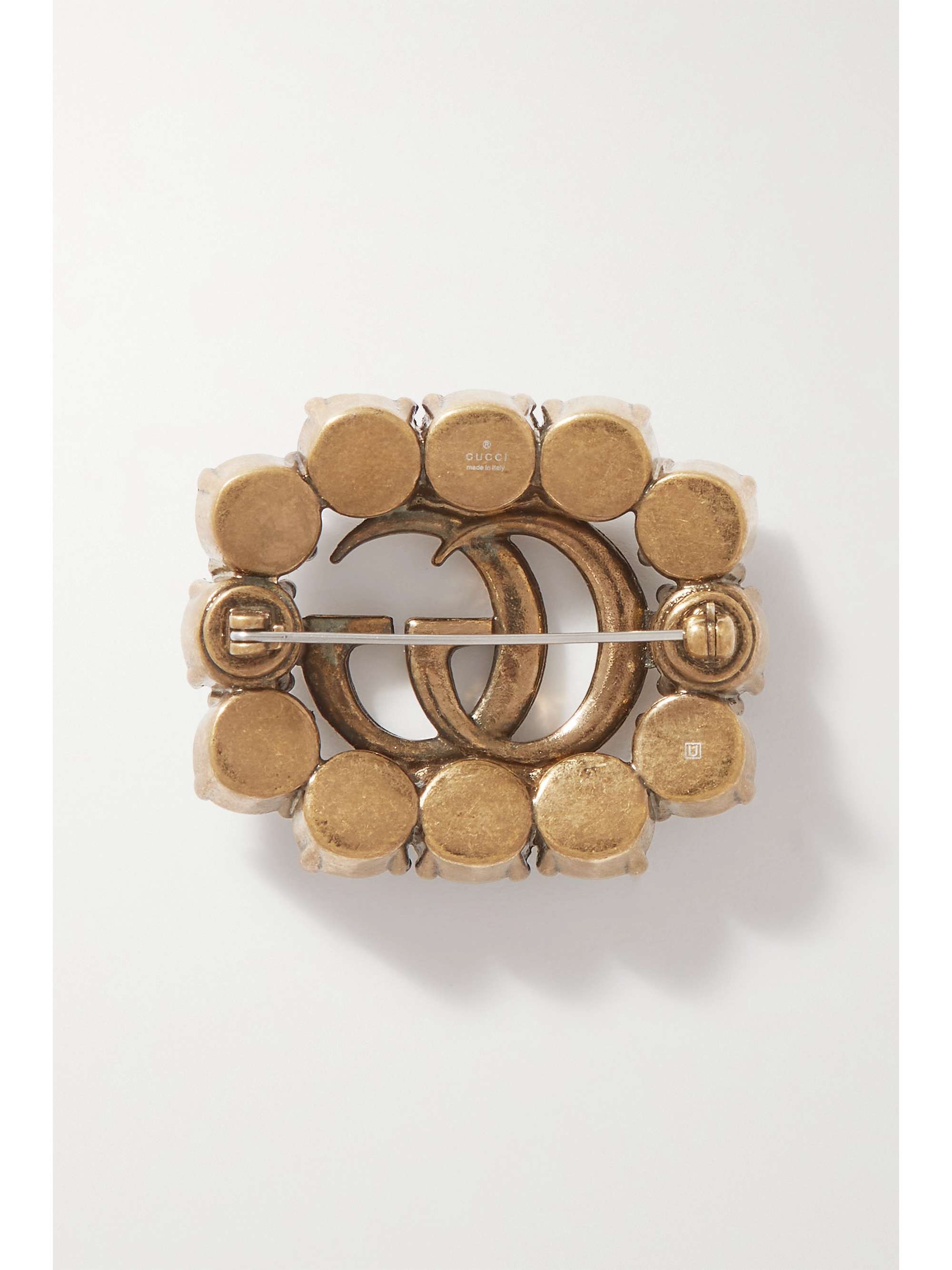 GUCCI Gold-tone crystal brooch