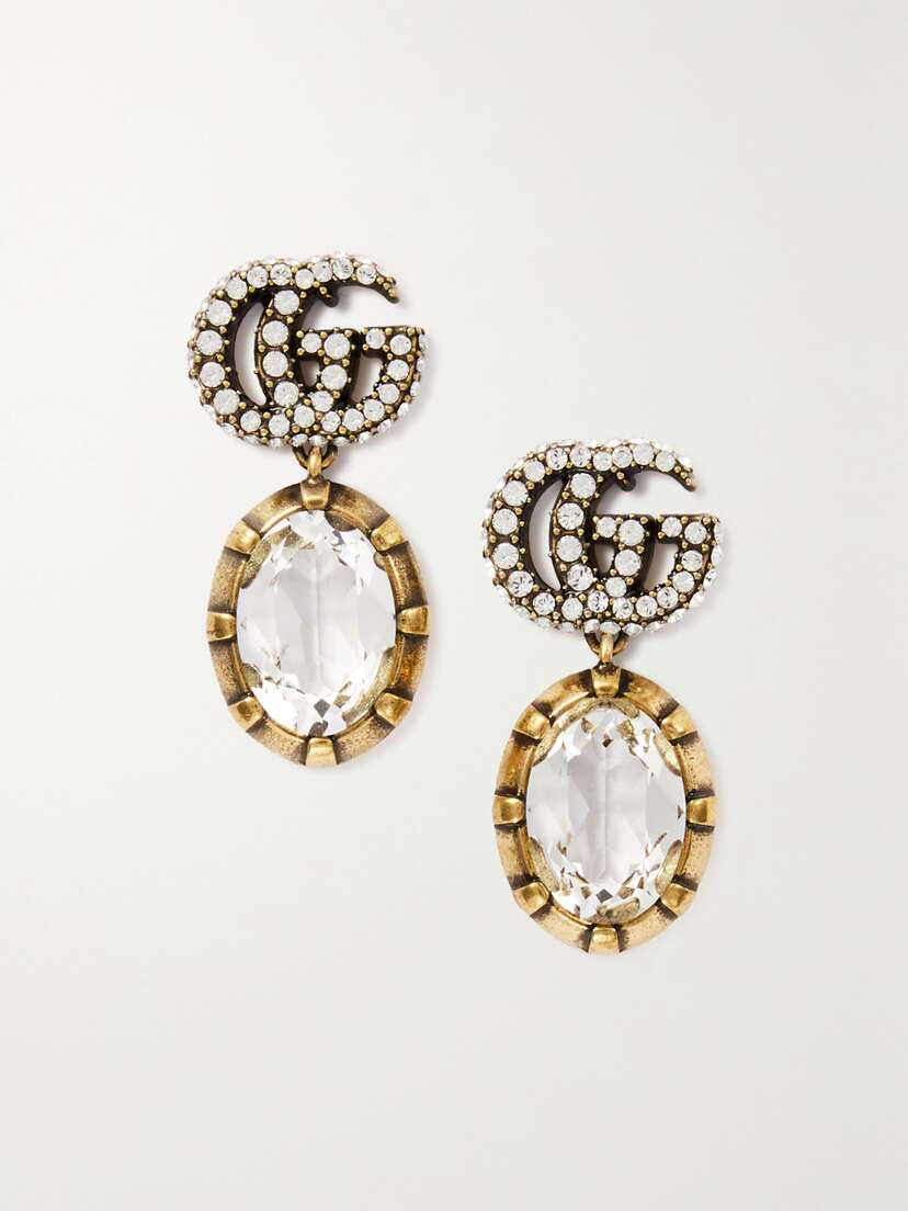 Gucci Gold-tone And Crystal Earrings