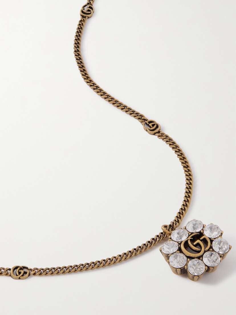 Gucci Gg Marmont Gold-tone Crystal Neckalce