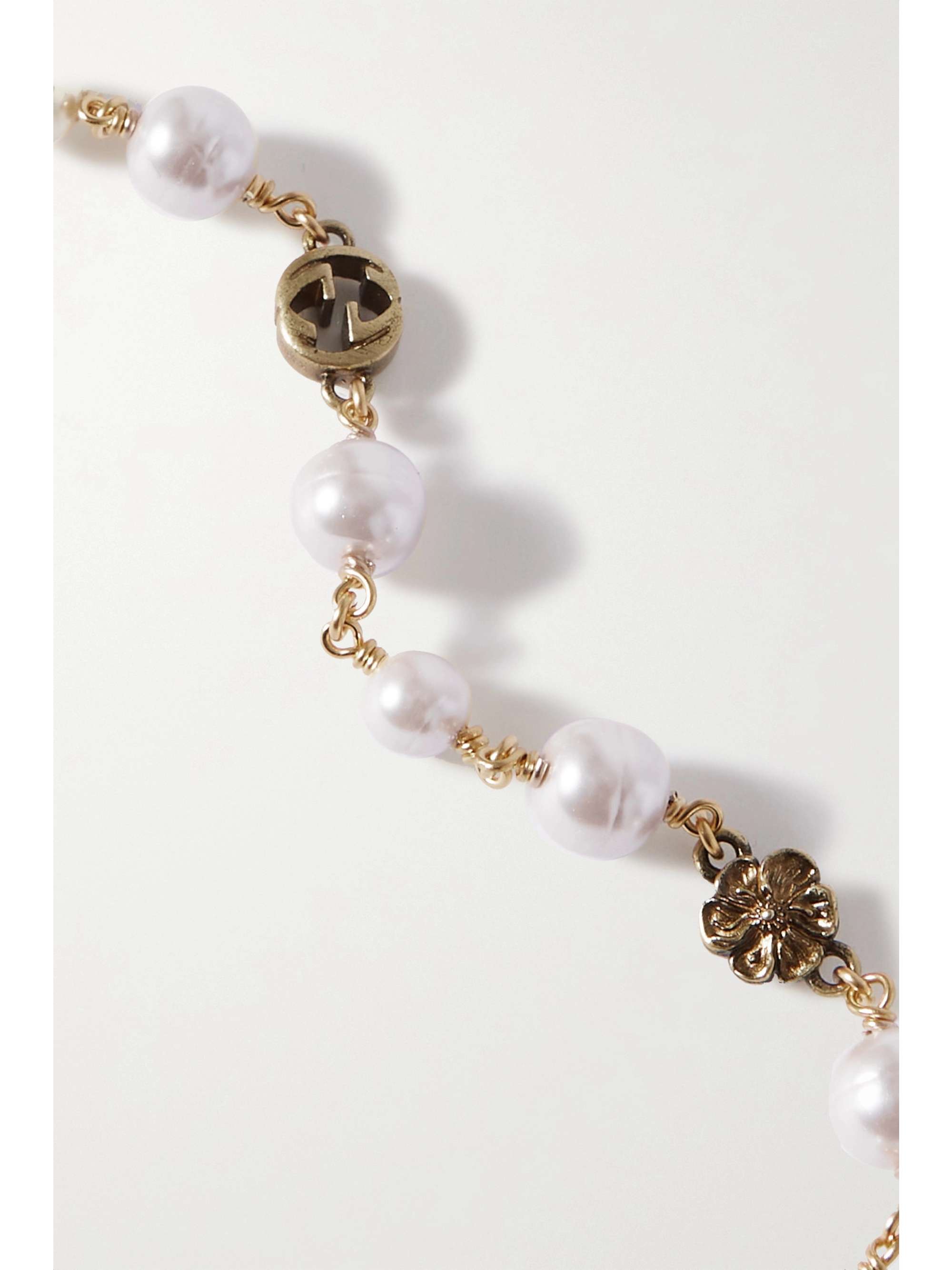 GUCCI Gold-tone faux pearl bracelet