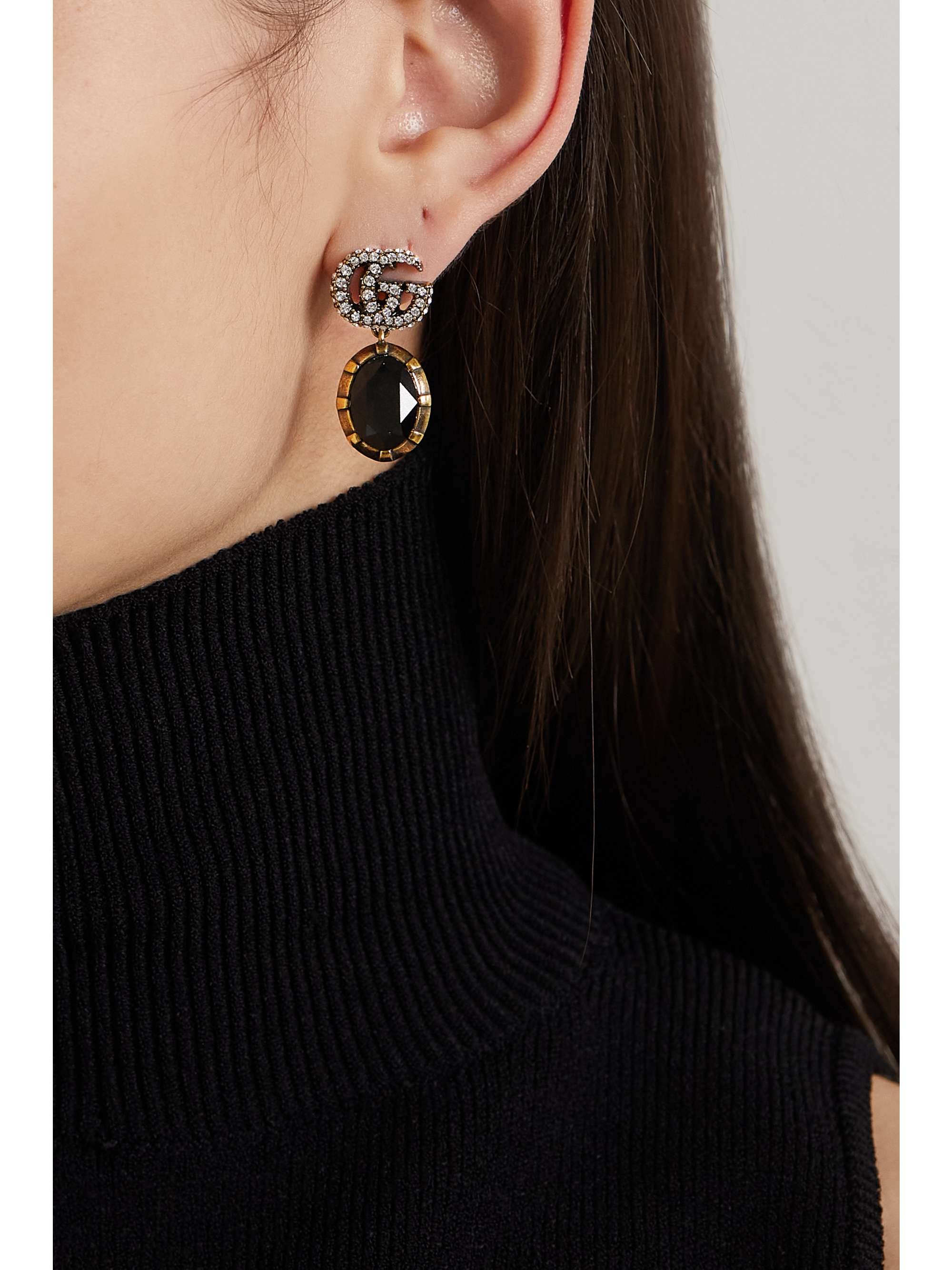 GUCCI Gold tone and crystal earrings NET A PORTER