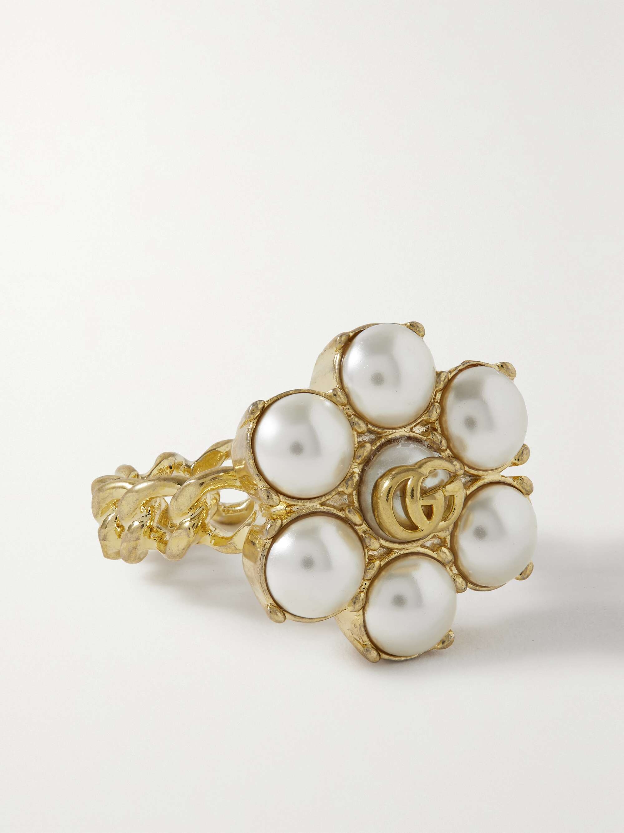 GUCCI Gold-tone faux pearl ring | NET-A-PORTER