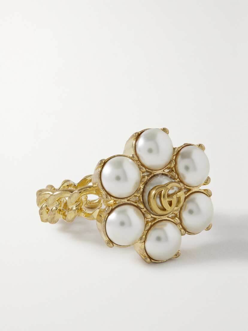 Gucci tone Faux Pearl Ring