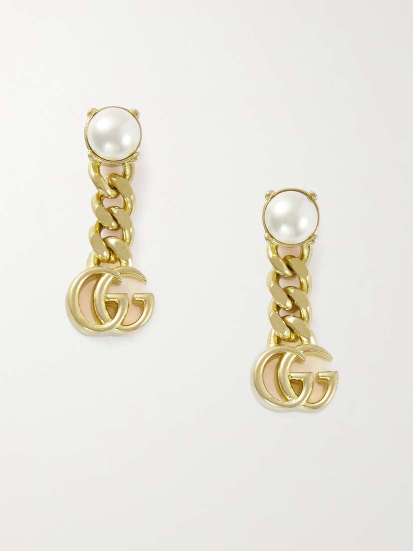 Gucci tone And Faux Pearl Earrings