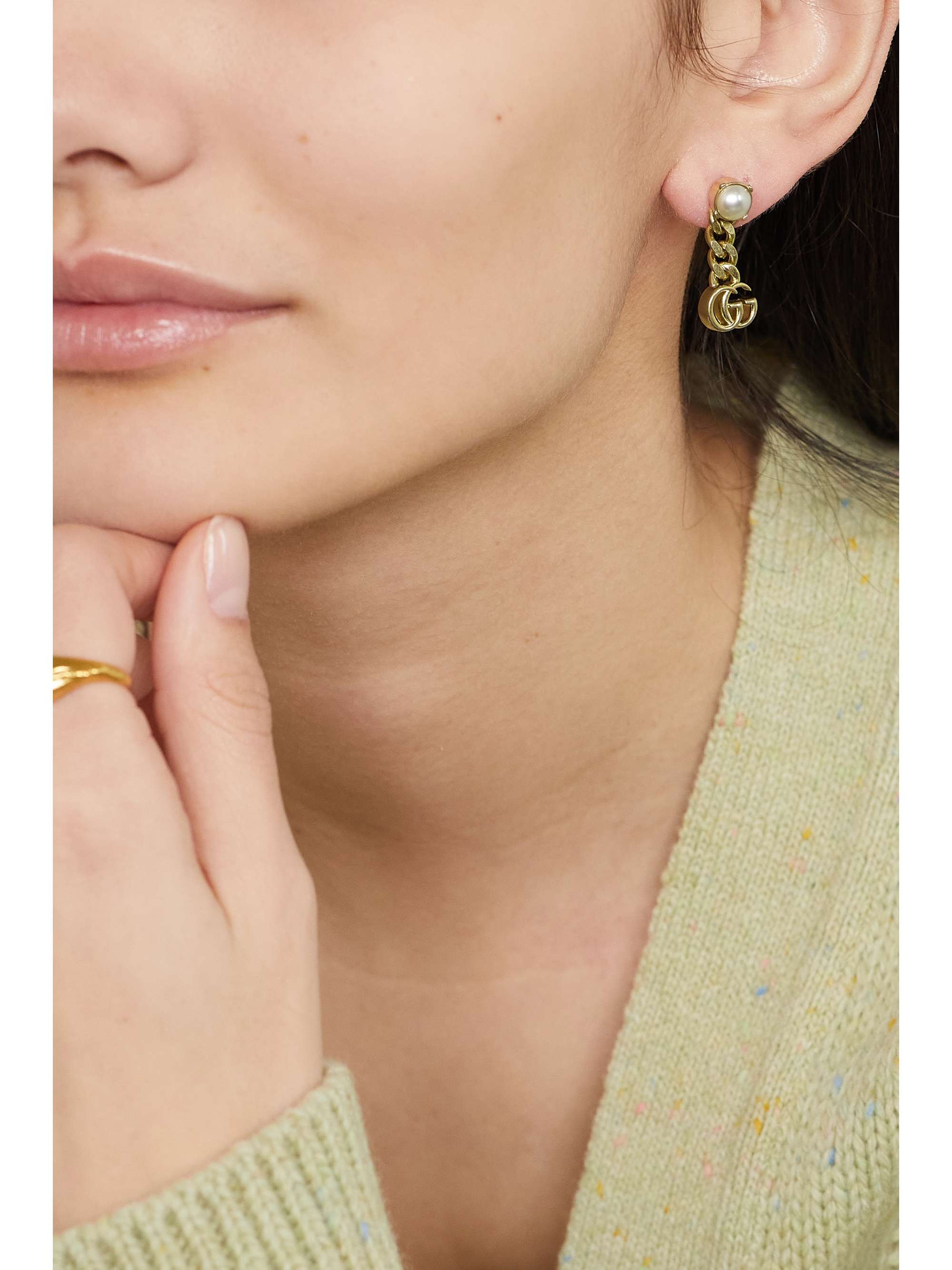 GUCCI Gold-tone and faux pearl earrings