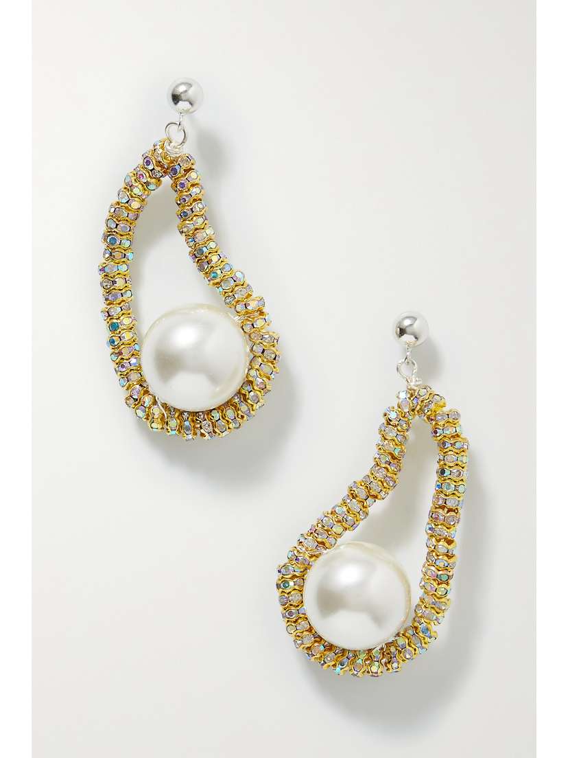 PEARL OCTOPUSS.Y Mini Oysters Silver And Gold-plated, Crystal And Faux Pearl Earrings