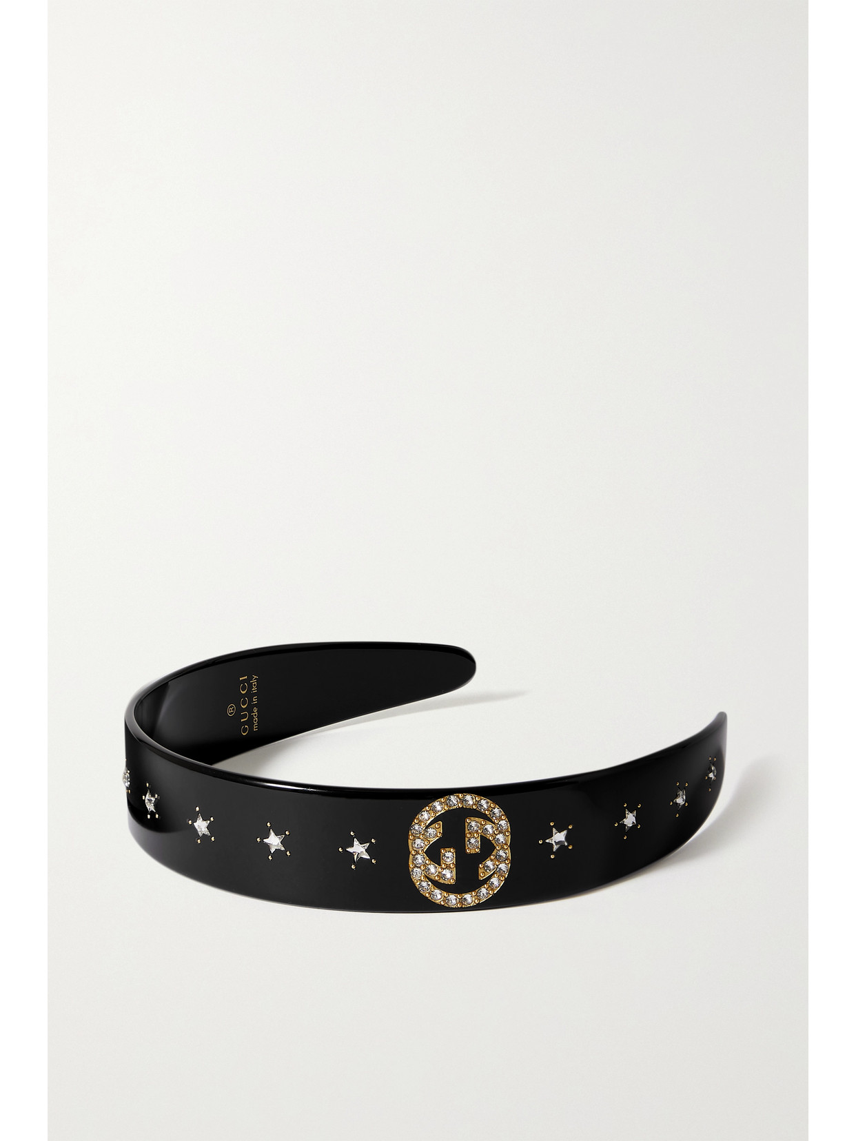 Gucci Crystal-embellished Resin Headband In Black