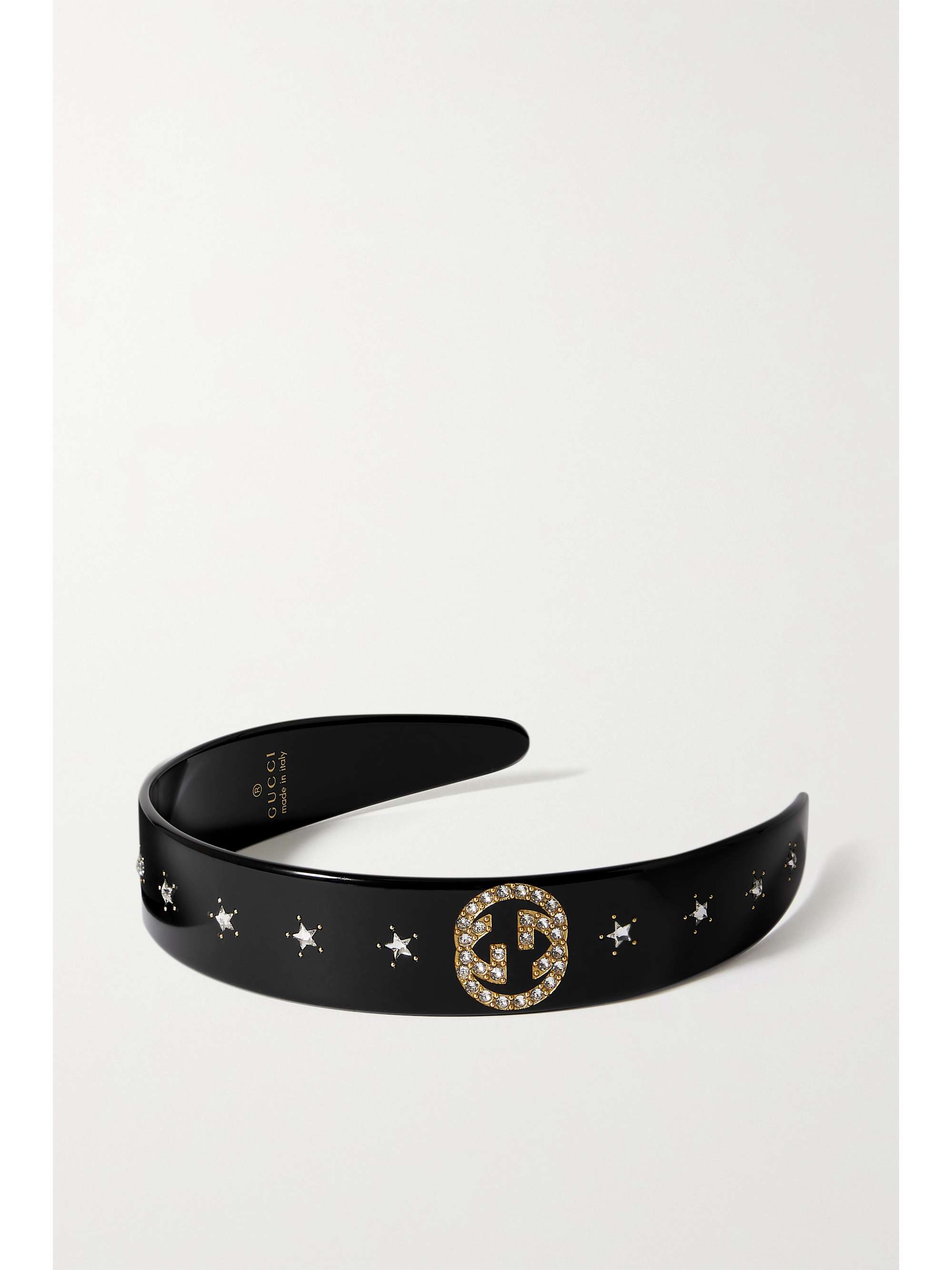 Logo Crystal Embellished Hair Clip in Black - Gucci