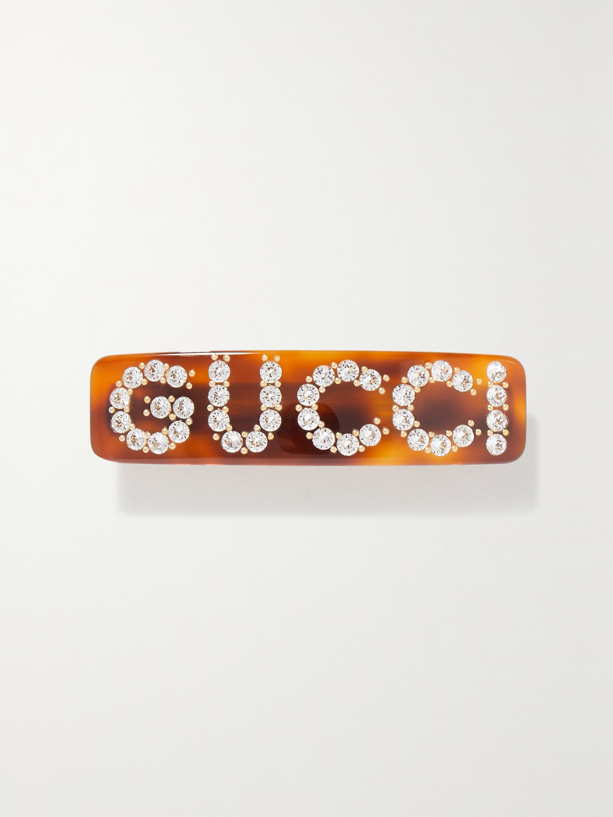 Gucci Crystal-embellished Resin Hair Clip In Brown