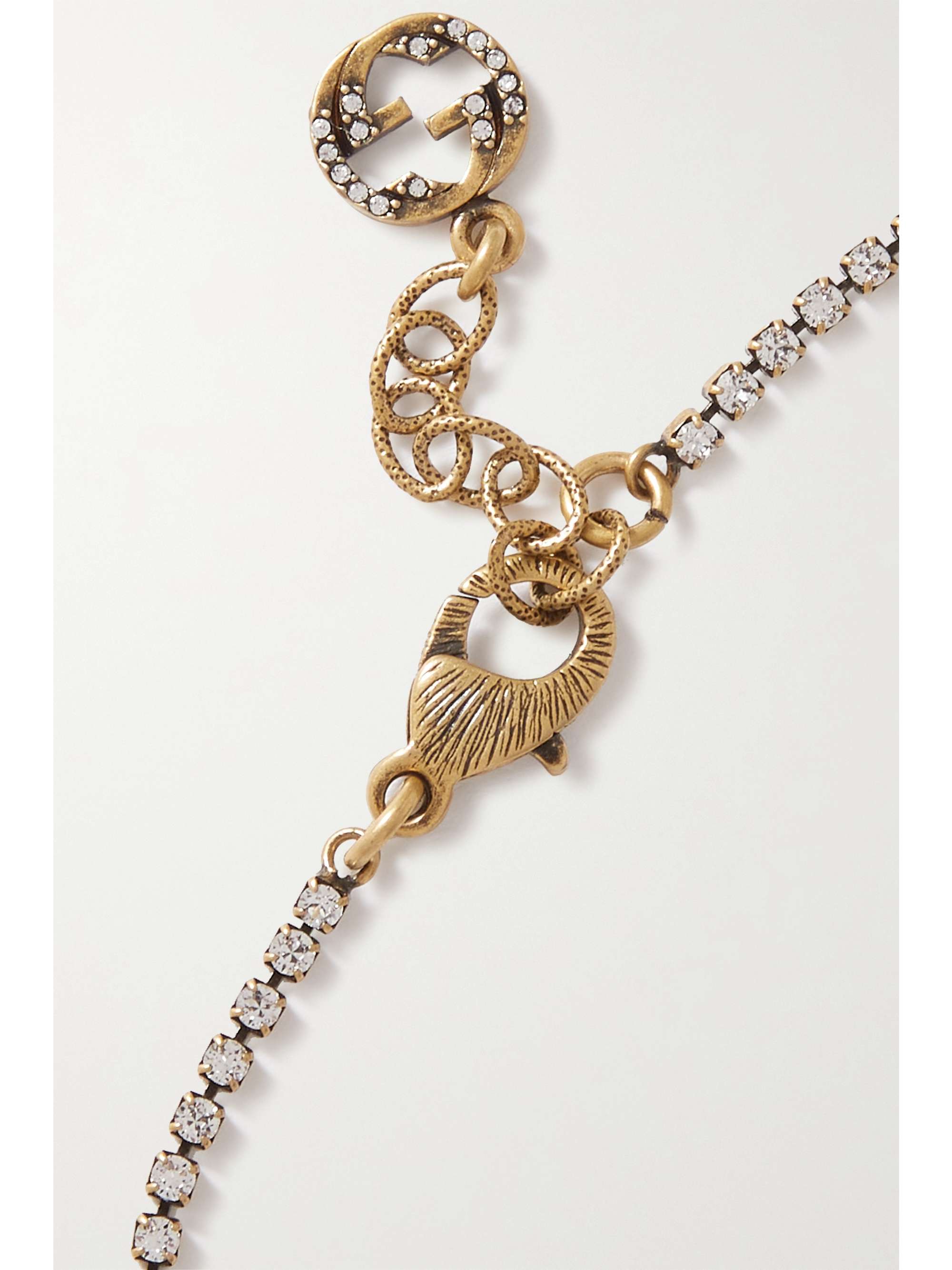 GUCCI Gold-tone, crystal and faux pearl bracelet