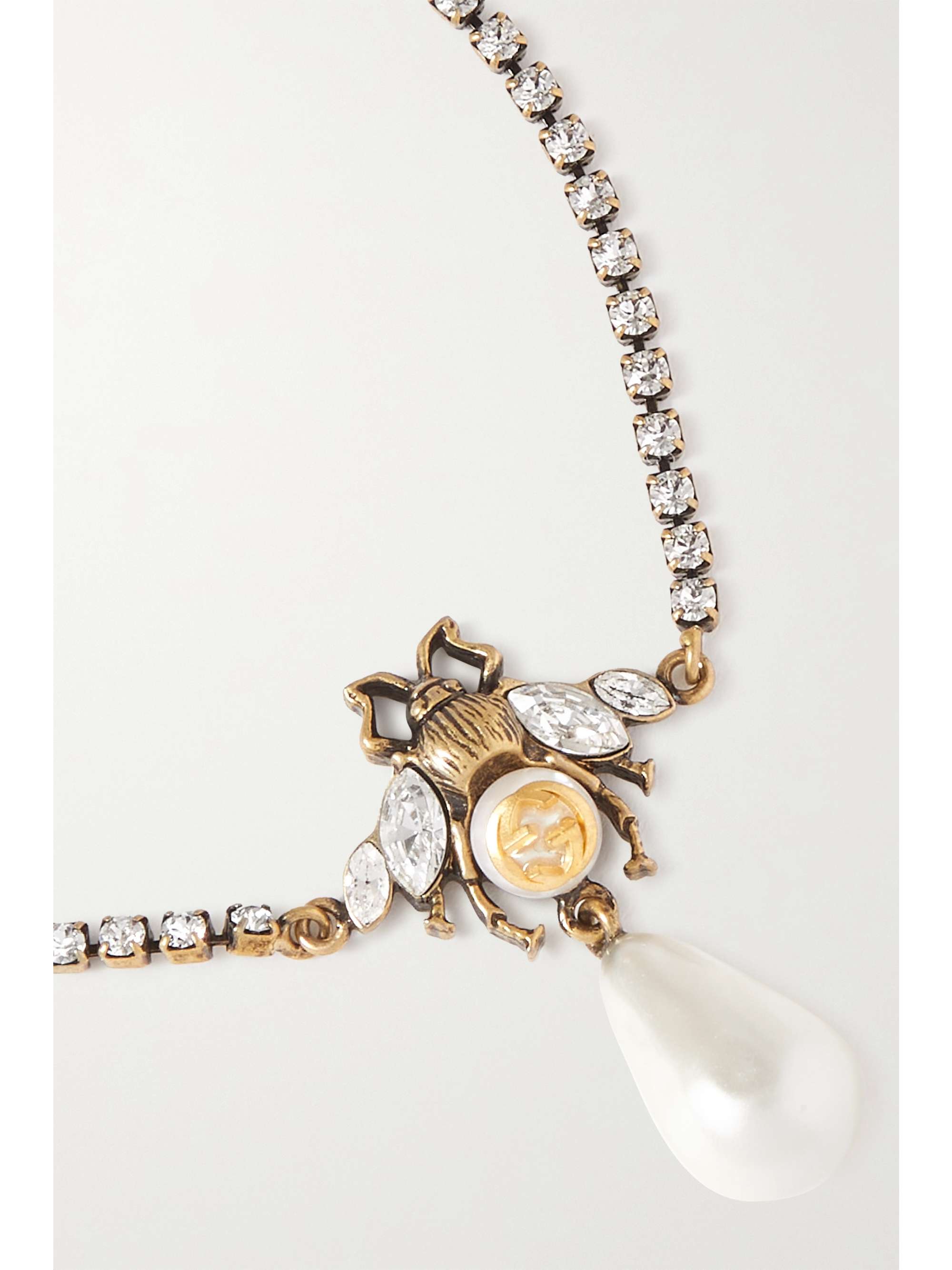 GUCCI Gold-tone, crystal and faux pearl bracelet