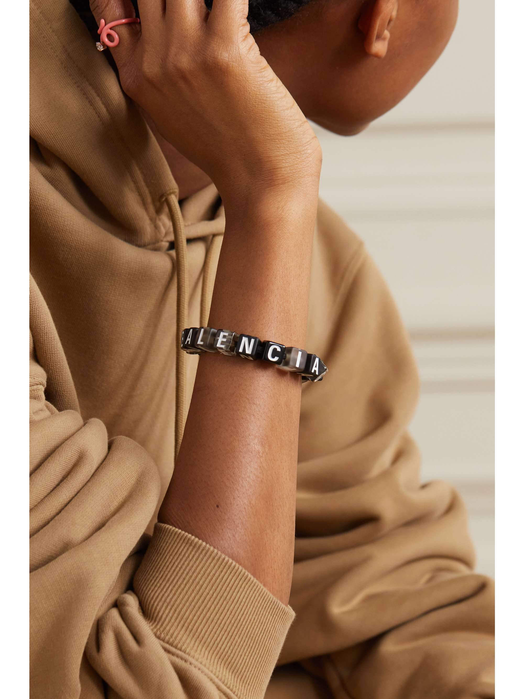 Toy silver-tone and bead bracelet