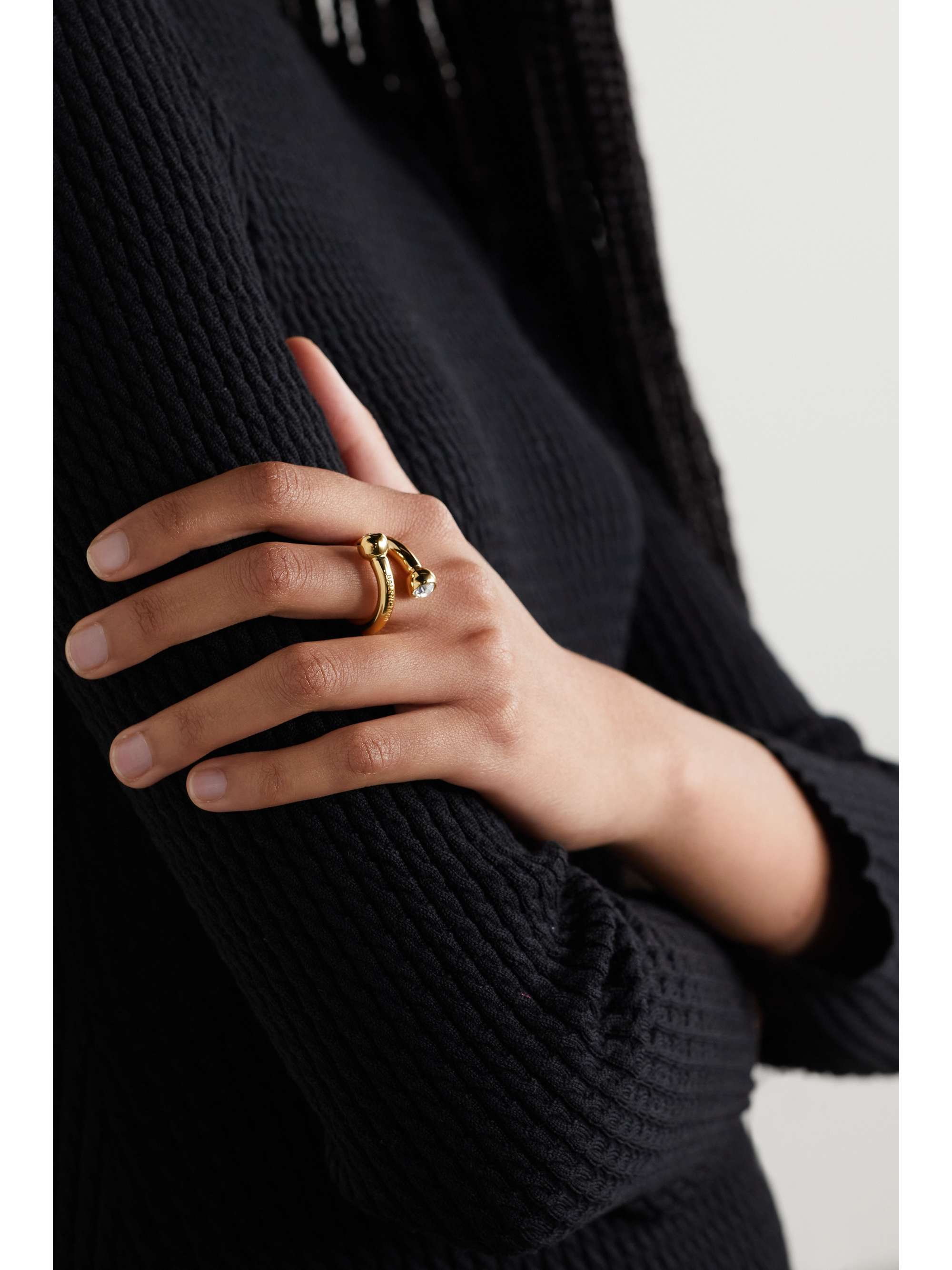 Force Ball gold-plated crystal ring